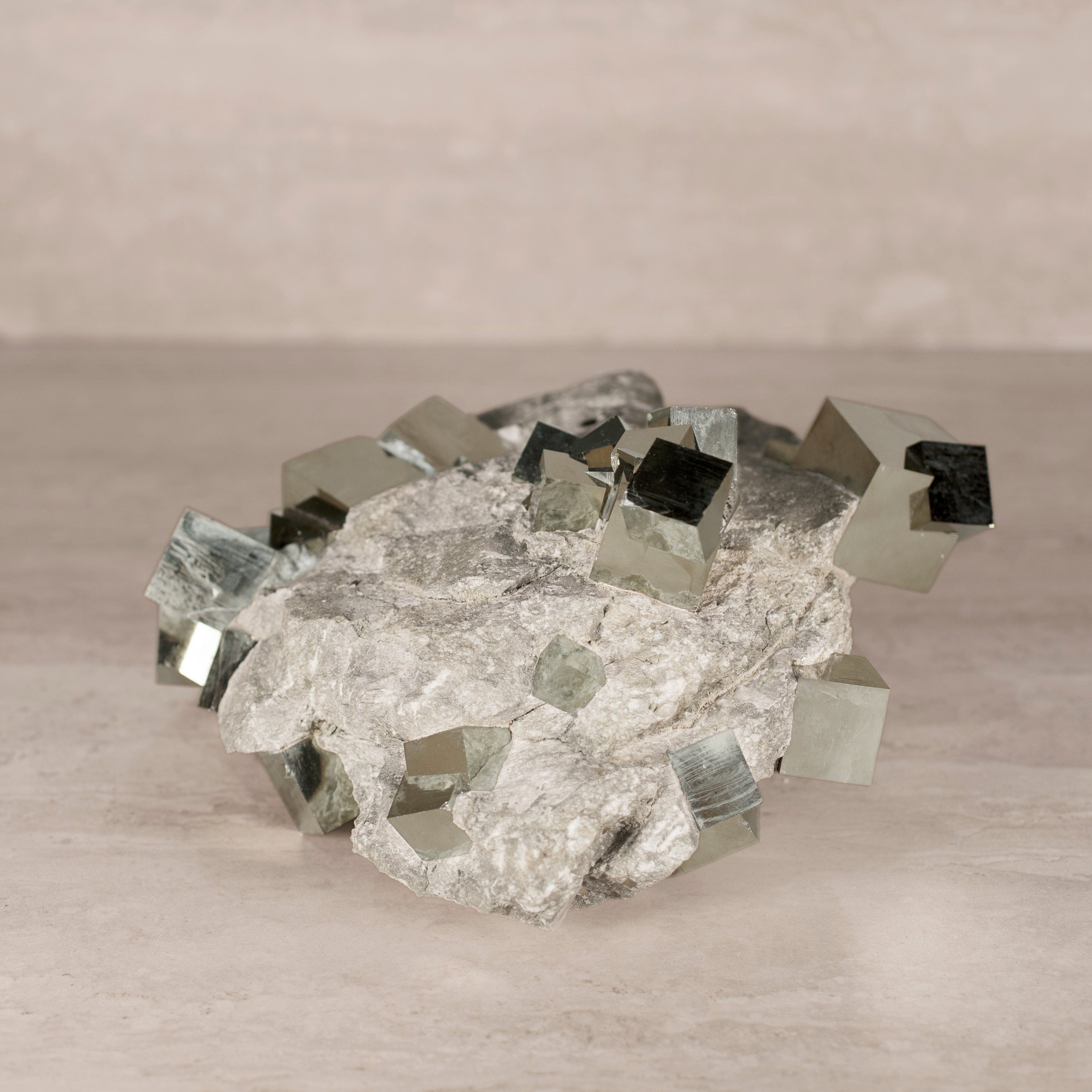 Kalifano Pyrite Natural Pyrite Cube Cluster in Matrix from Spain - 9.5" / 13 lbs SPC25000.001