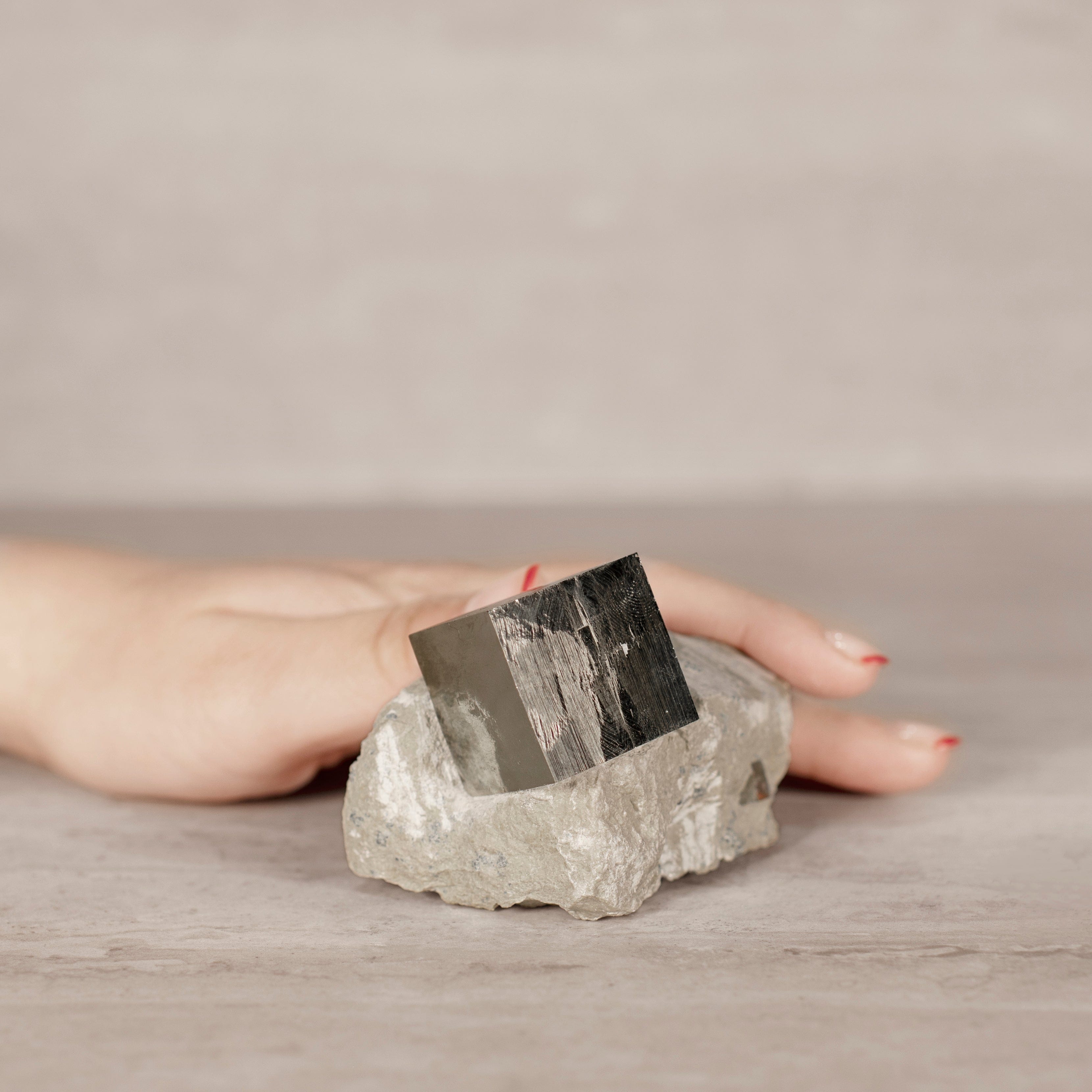 Kalifano Pyrite Natural Pyrite Cube in Matrix from Spain - 3" / 325 grams SPC800.002