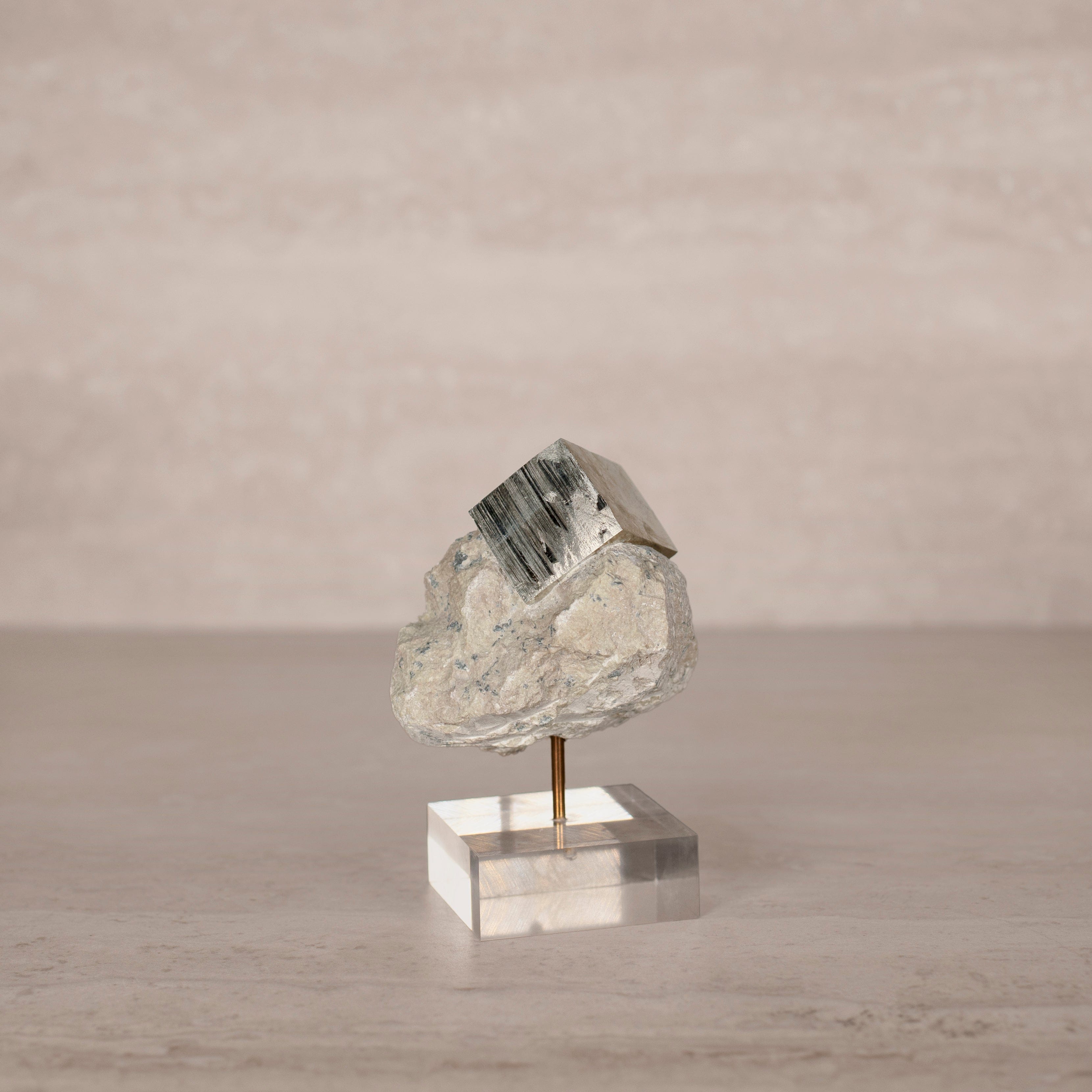 Kalifano Pyrite Natural Pyrite Cube on Stand from Spain - 4.5" / 390 grams SPC1000.001