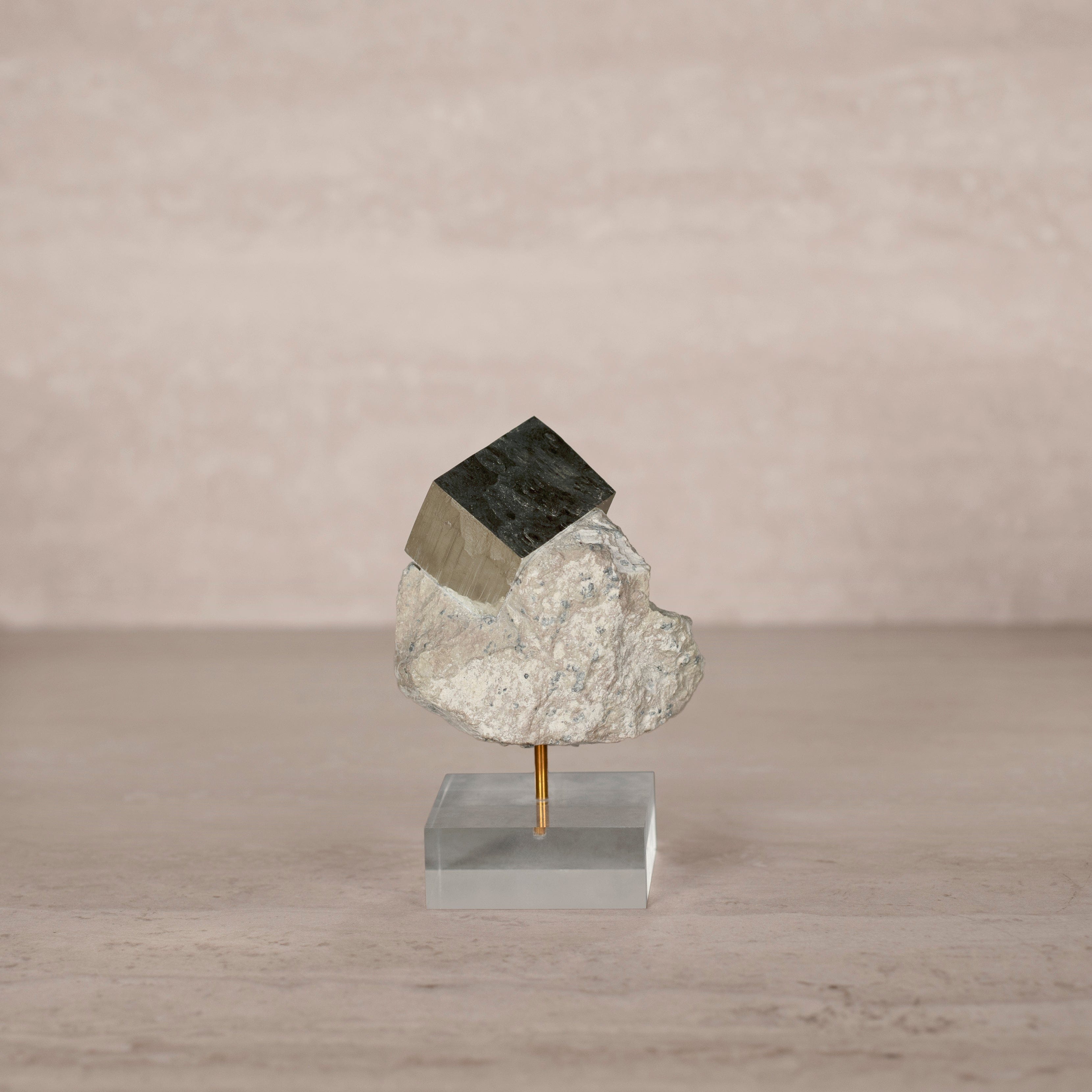 Kalifano Pyrite Natural Pyrite Cube on Stand from Spain - 4.5" / 390 grams SPC1000.001