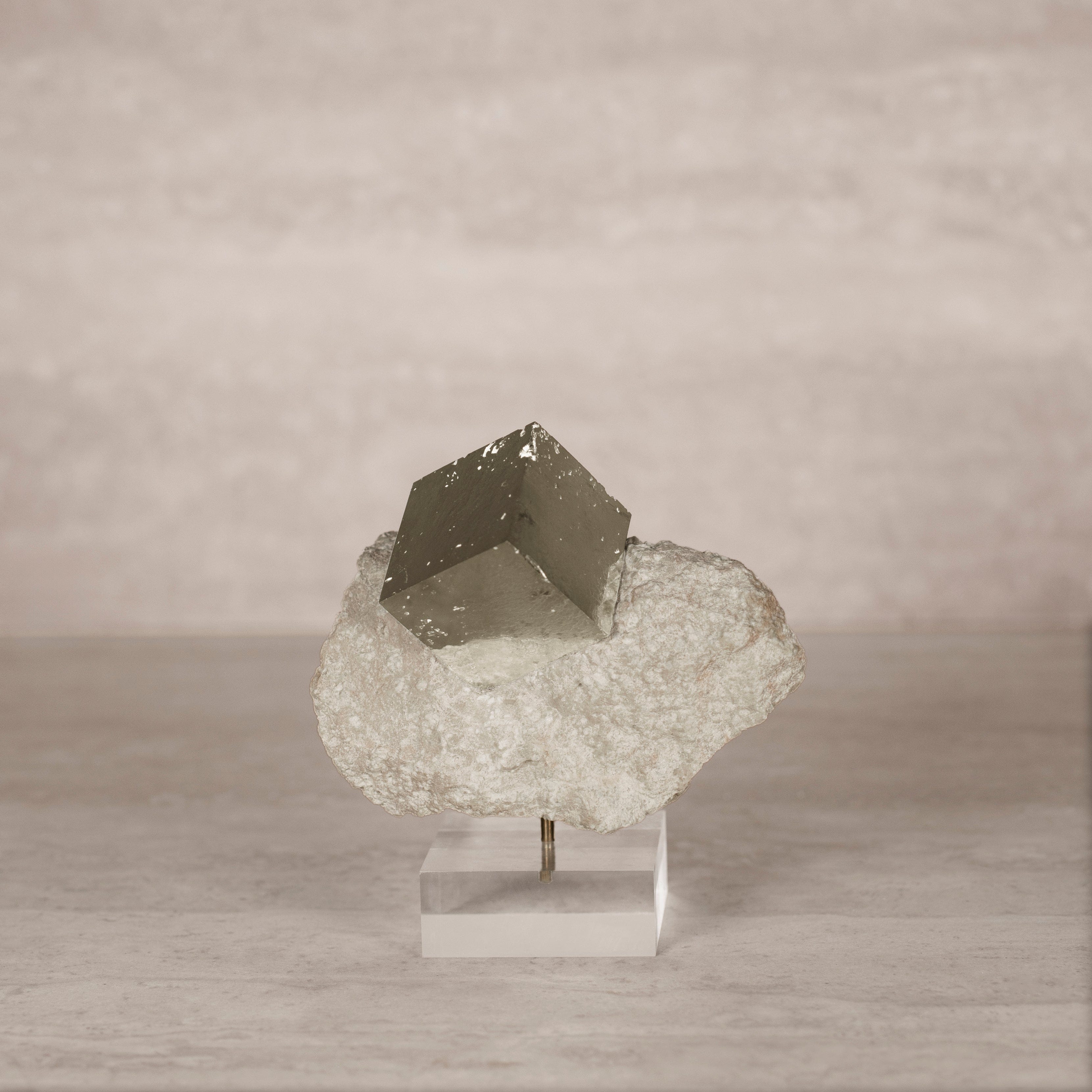 Kalifano Pyrite Natural Pyrite Cube on Stand from Spain - 5" / 530 grams SPC1200.001