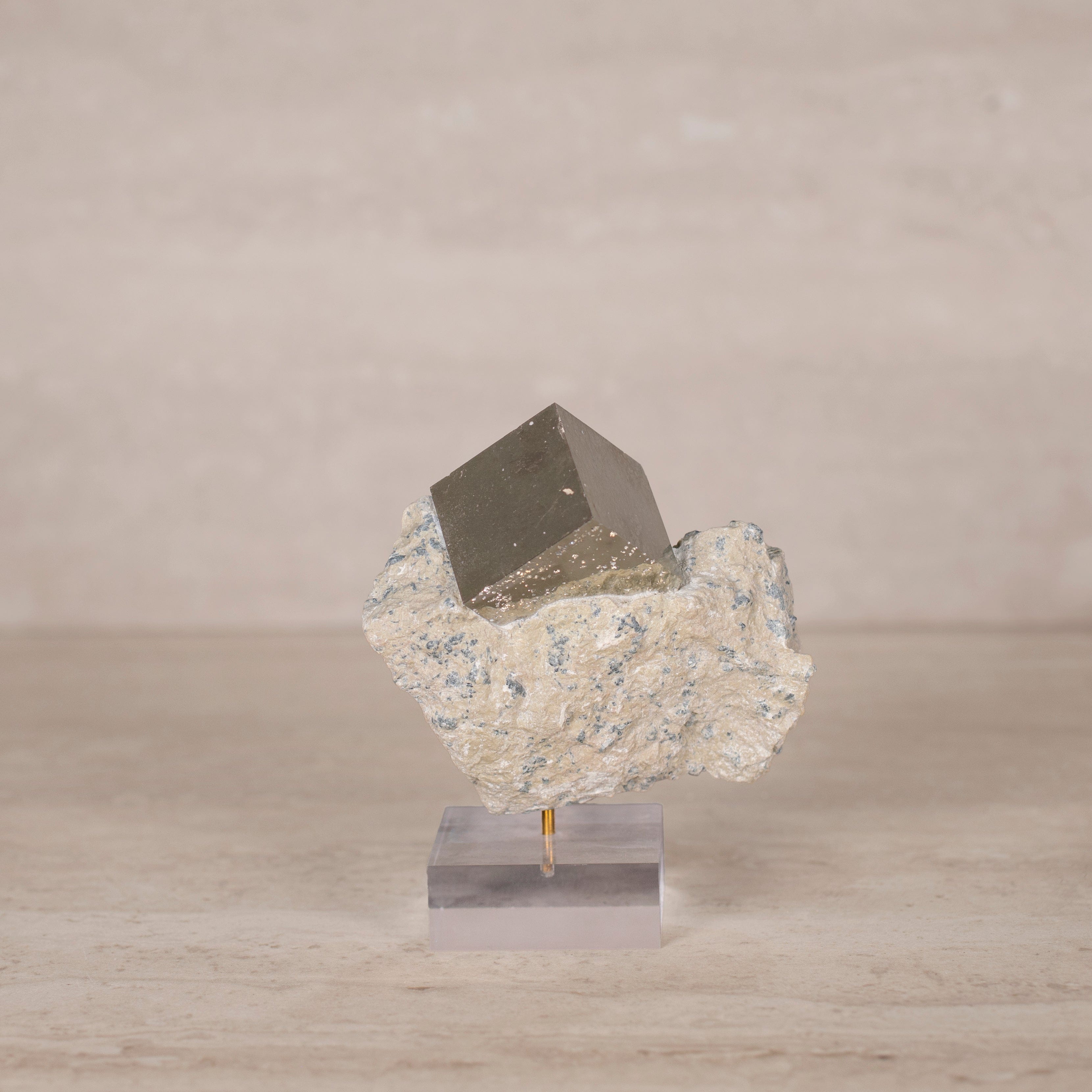 Kalifano Pyrite Natural Pyrite Cube on Stand from Spain - 5" / 545 grams SPC1000.002