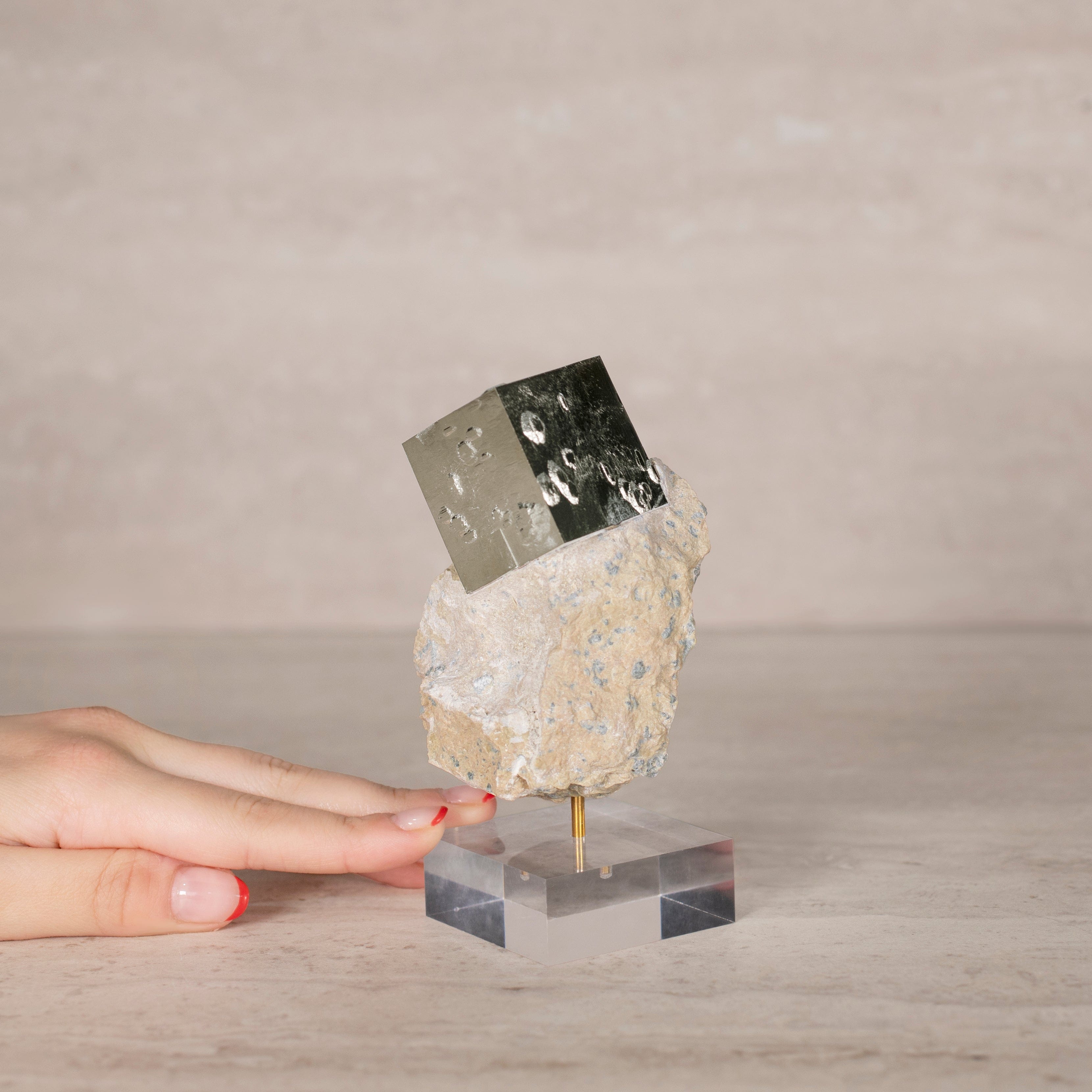 Kalifano Pyrite Natural Pyrite Cube on Stand from Spain - 5" / 565 grams SPC2000.001