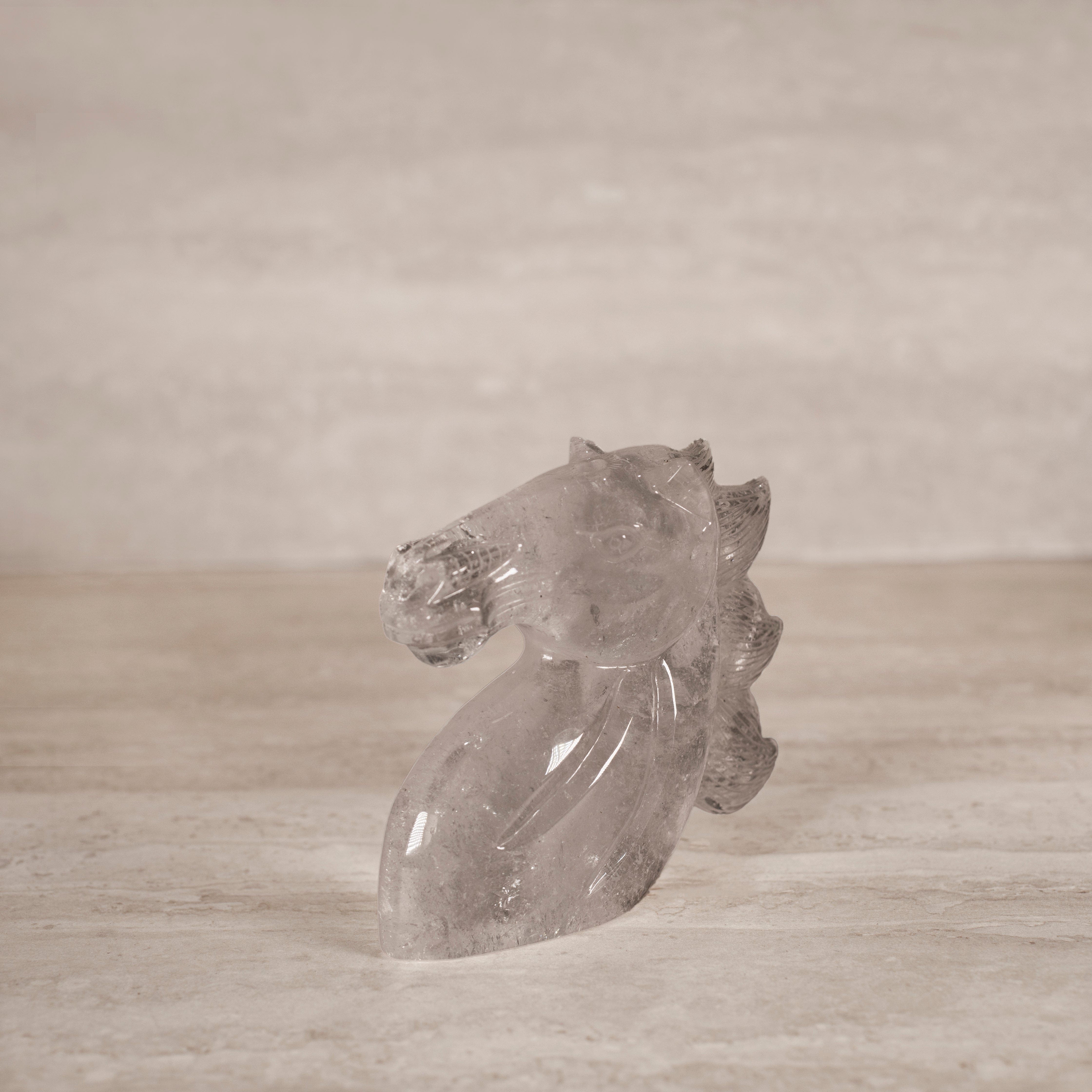 Kalifano Quartz Natural Brazilian Quartz Horse Carving - 5.25" / 935 g H2200-QZ.001