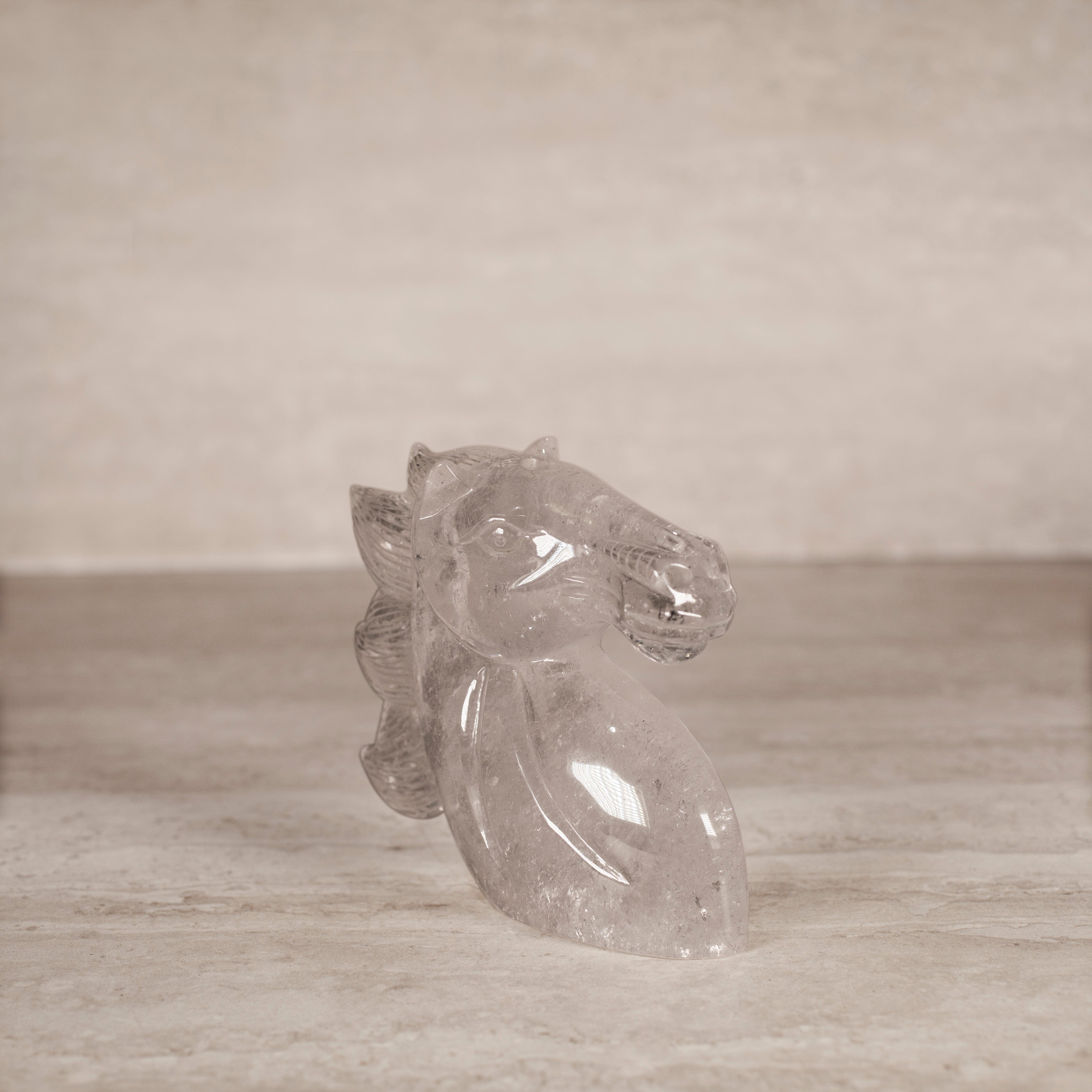 Kalifano Quartz Natural Brazilian Quartz Horse Carving - 5.25" / 935 g H2200-QZ.001