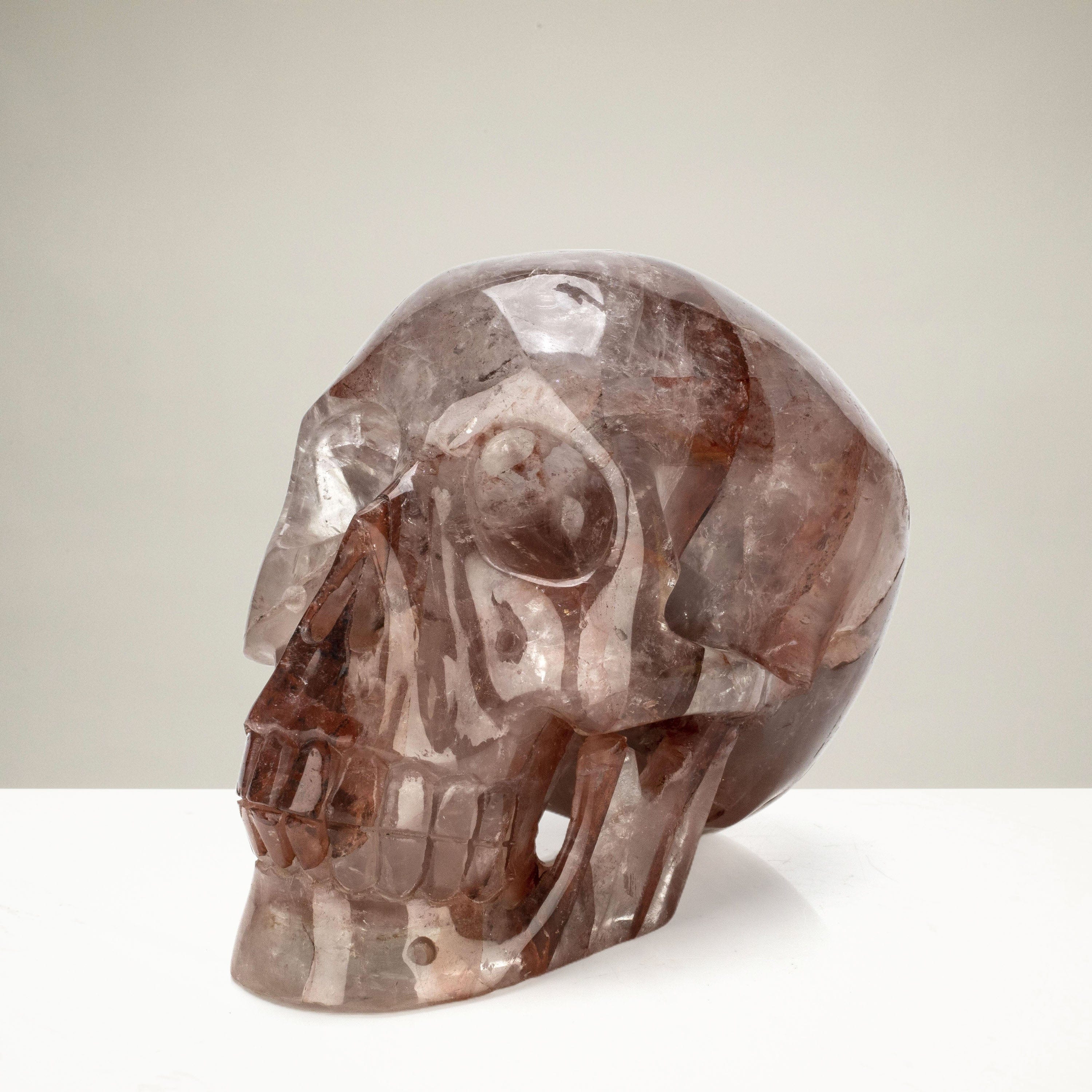 Kalifano Quartz Natural Hand Carved Brazilian Hematoid Quartz Skull - 4.75 in. / 1,160 grams SK5000.002