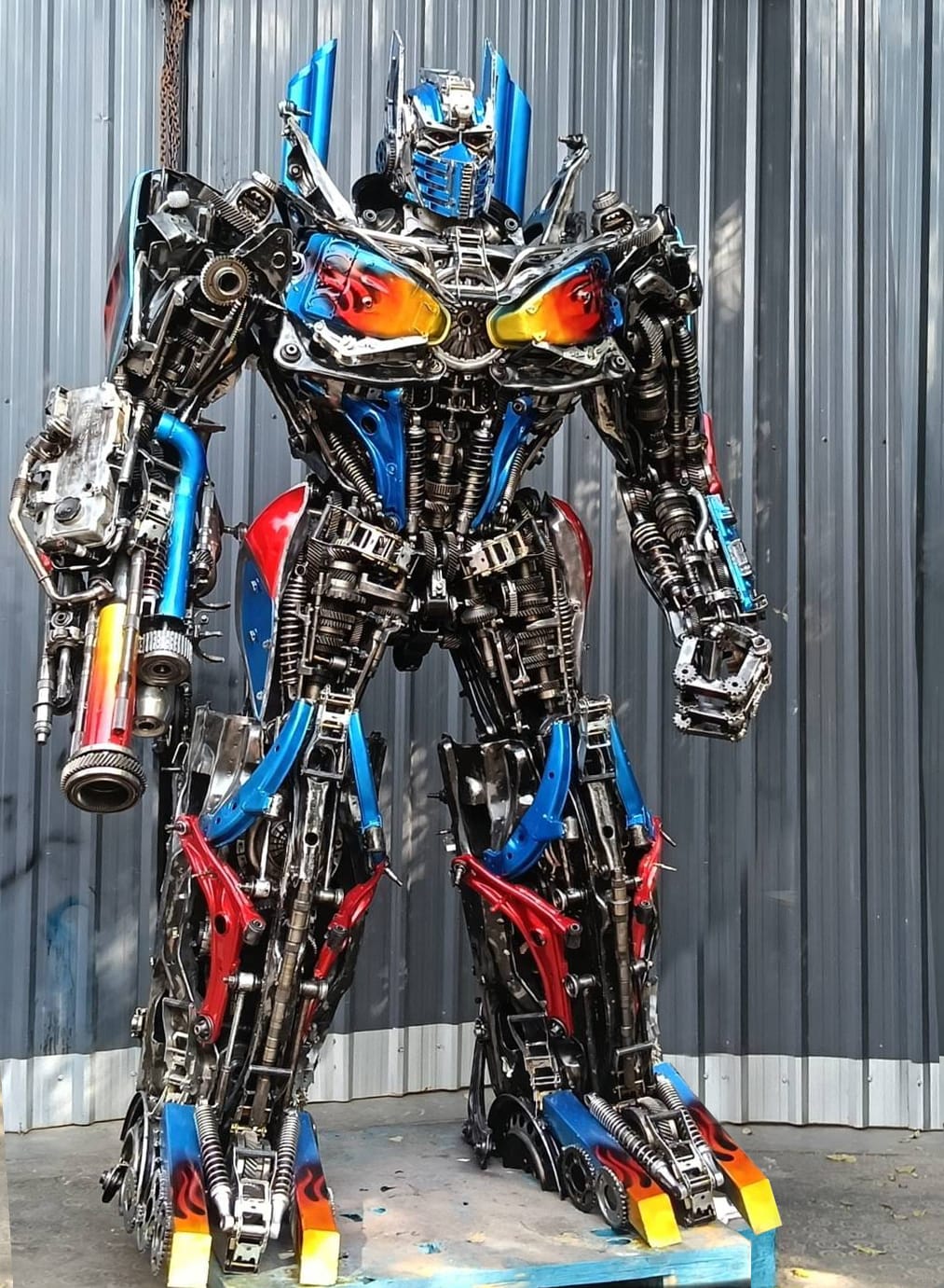 Kalifano Recycled Metal Art 102" Optimus Prime Inspired Recycled Metal Art Sculpture RMS-OP260-S05
