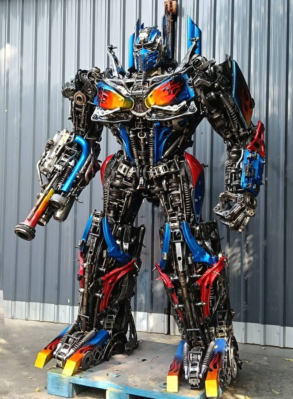 Kalifano Recycled Metal Art 102" Optimus Prime Inspired Recycled Metal Art Sculpture RMS-OP260-S05