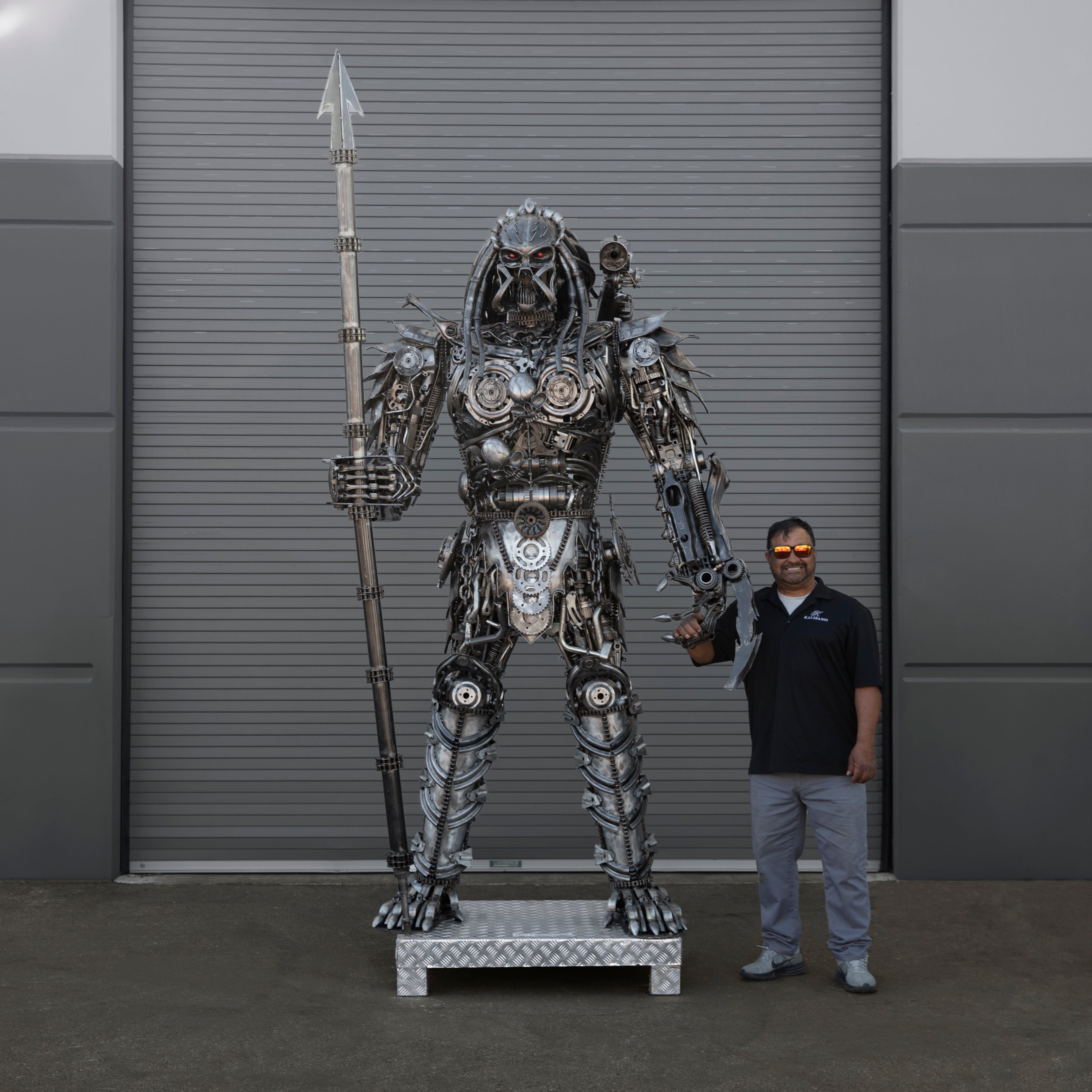 Kalifano Recycled Metal Art 102" Predator Inspired Recycled Metal Art Sculpture RMS-PRED260-S06