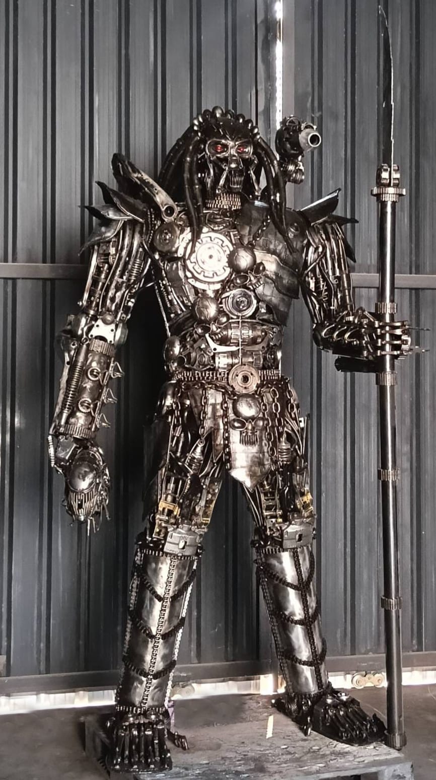 Kalifano Recycled Metal Art 102" Predator Inspired Recycled Metal Art Sculpture RMS-PRED260-S07