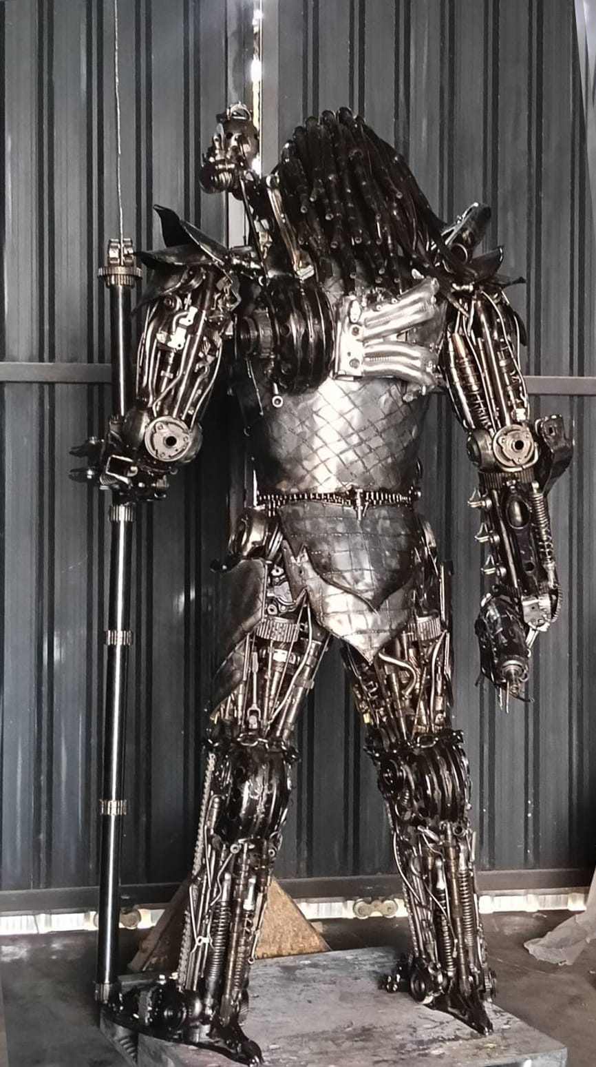 Kalifano Recycled Metal Art 102" Predator Inspired Recycled Metal Art Sculpture RMS-PRED260-S07