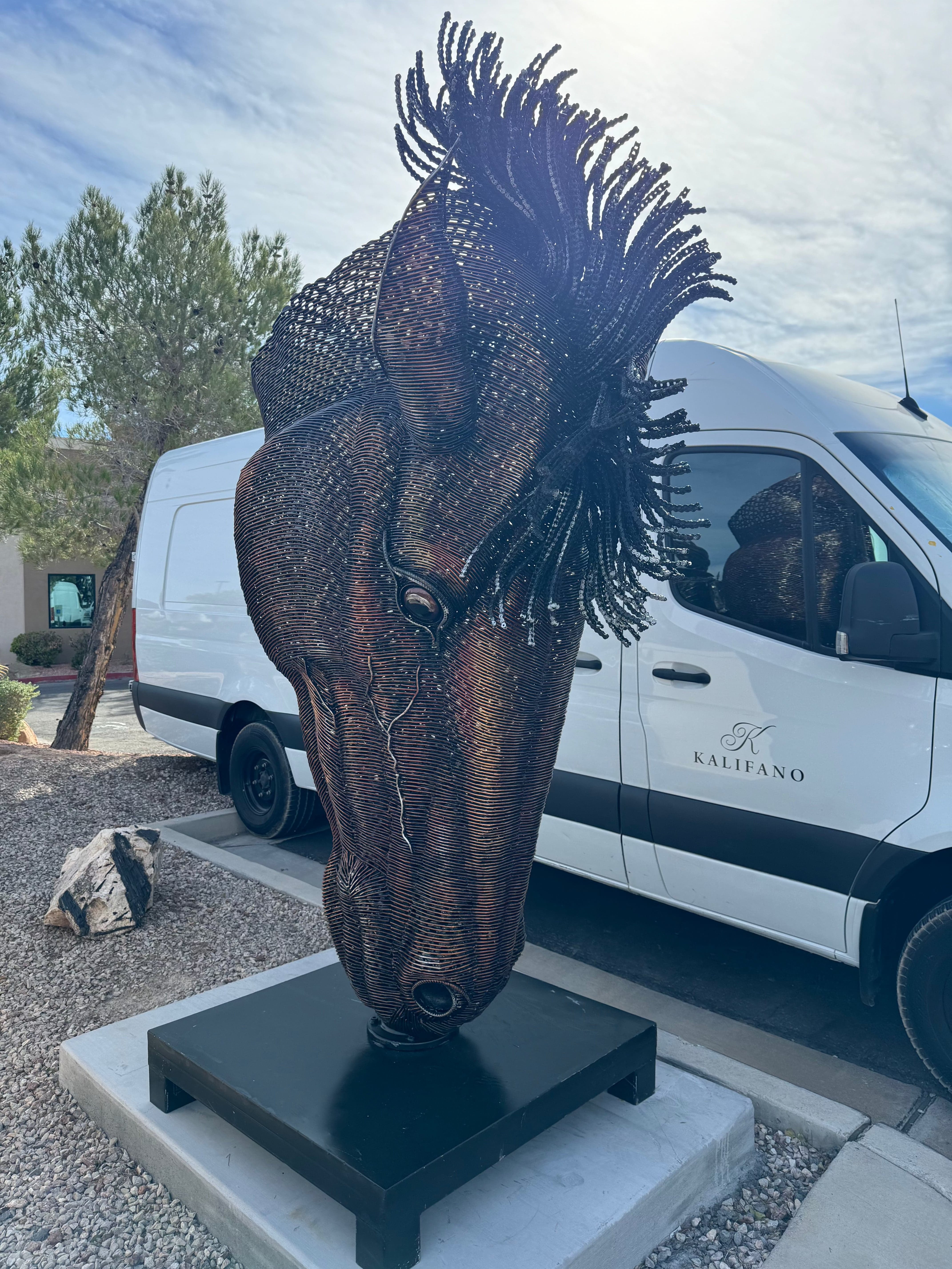 Kalifano Recycled Metal Art 106" Large Horse Head Recycled Metal Art RMS-HSHEAD230-P02