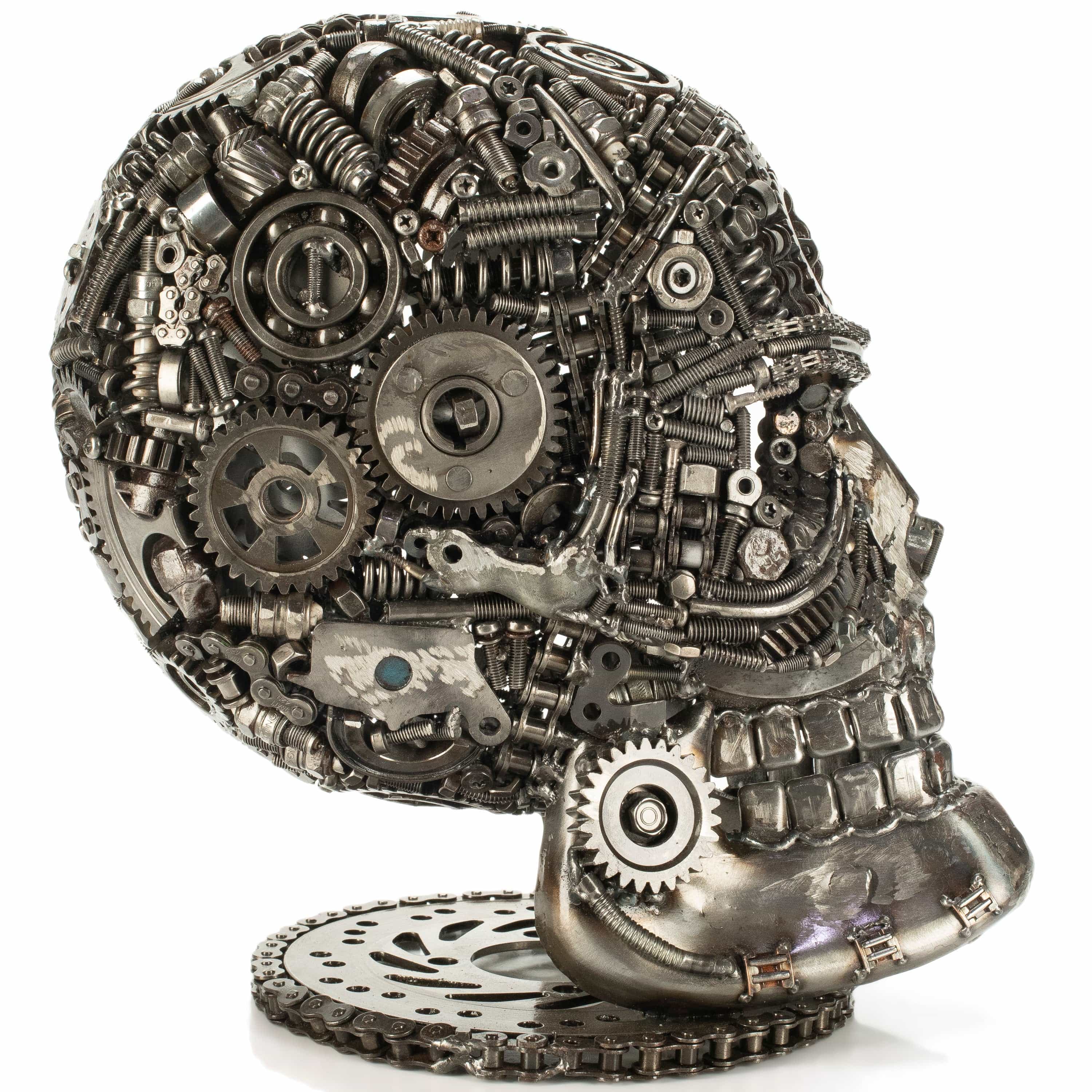 KALIFANO Recycled Metal Art 13" Skull Head Recycled Metal Art Sculpture RMS-SK19x33-PK