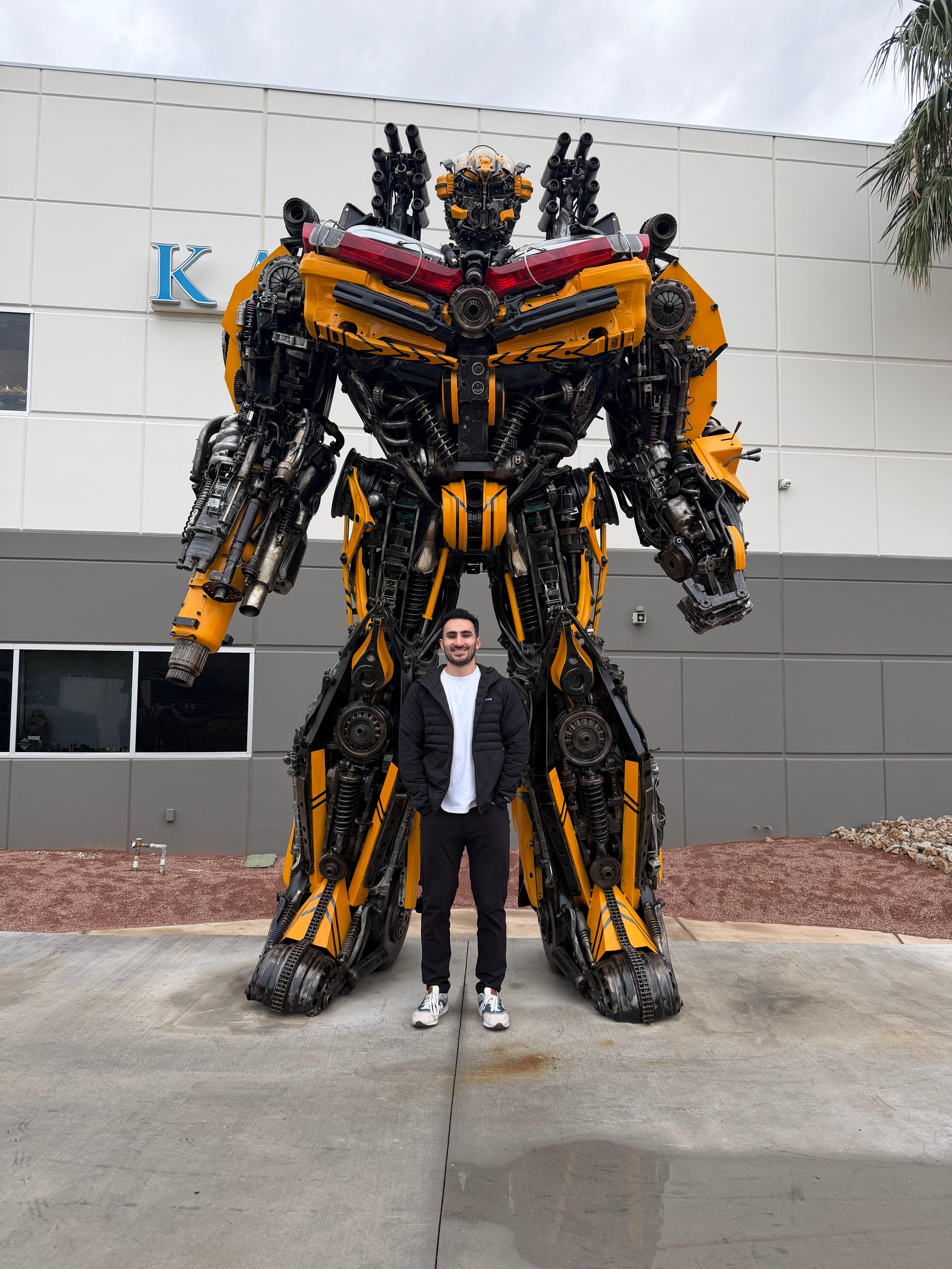 Kalifano Recycled Metal Art 14'8" Tall Bumblebee Inspired Recycled Metal Art Sculpture (177 in / 450cm) RMS-BB450-S01