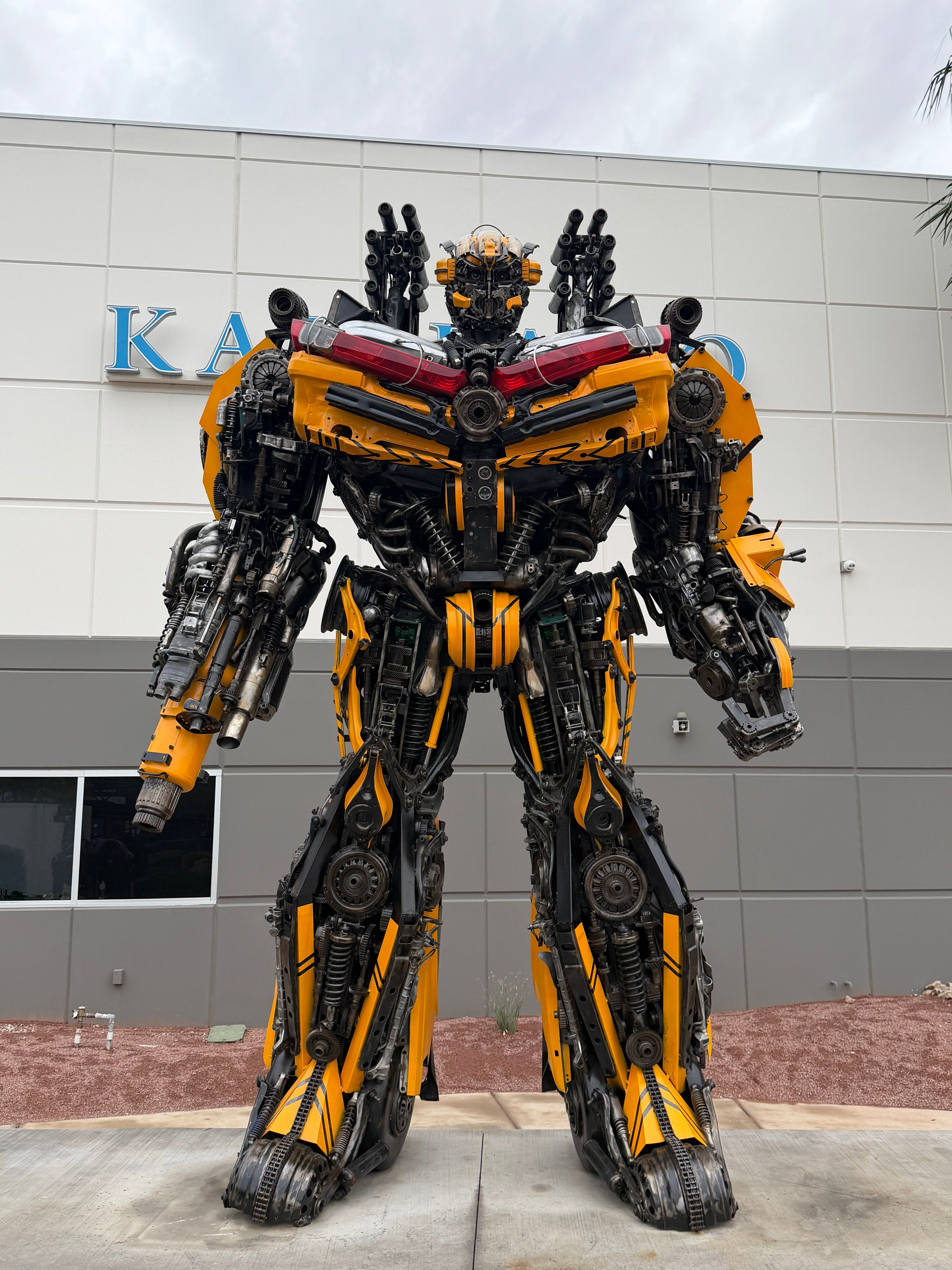 Kalifano Recycled Metal Art 14'8" Tall Bumblebee Inspired Recycled Metal Art Sculpture (177 in / 450cm) RMS-BB450-S01