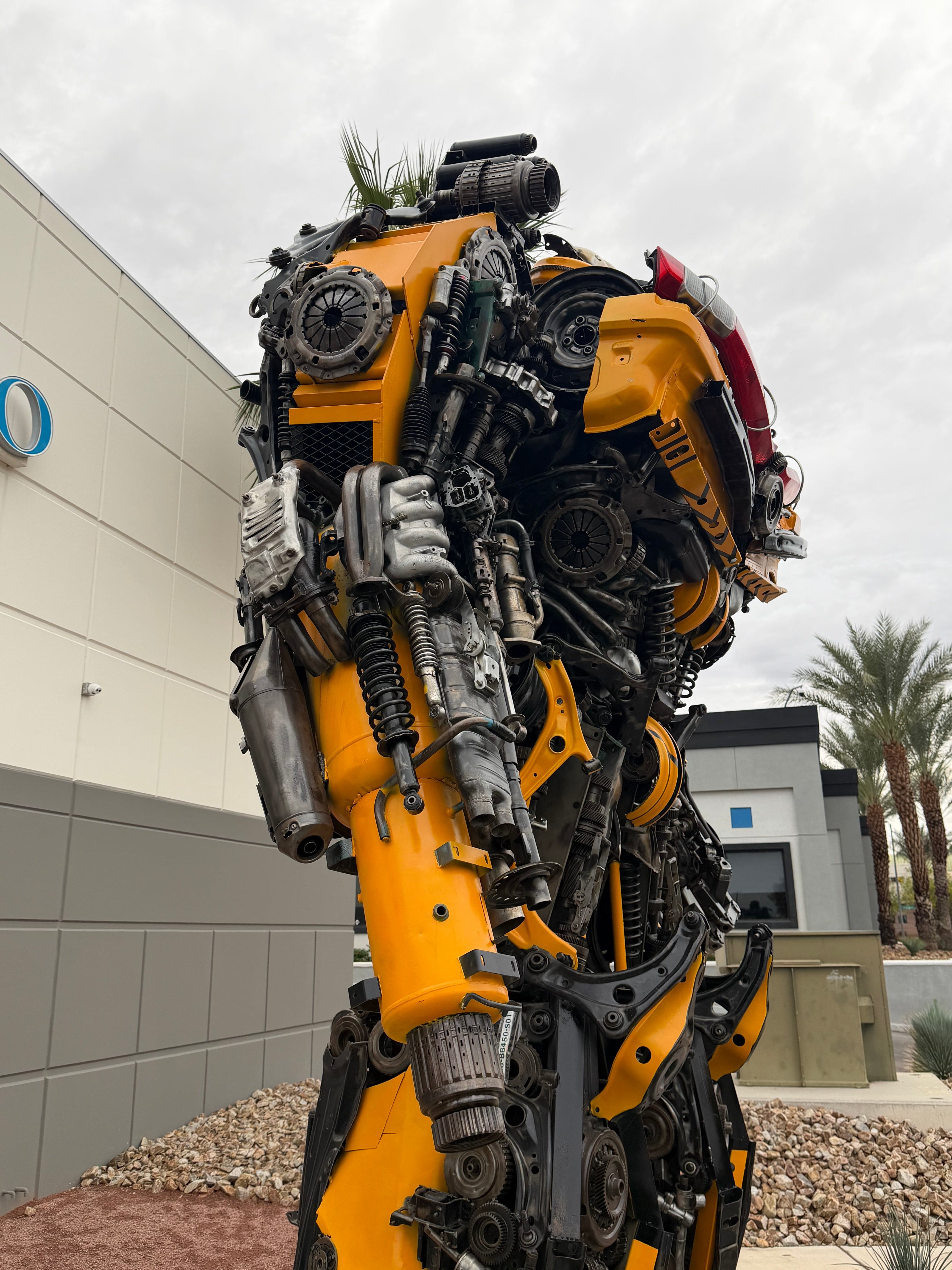 Kalifano Recycled Metal Art 14'8" Tall Bumblebee Inspired Recycled Metal Art Sculpture (177 in / 450cm) RMS-BB450-S01