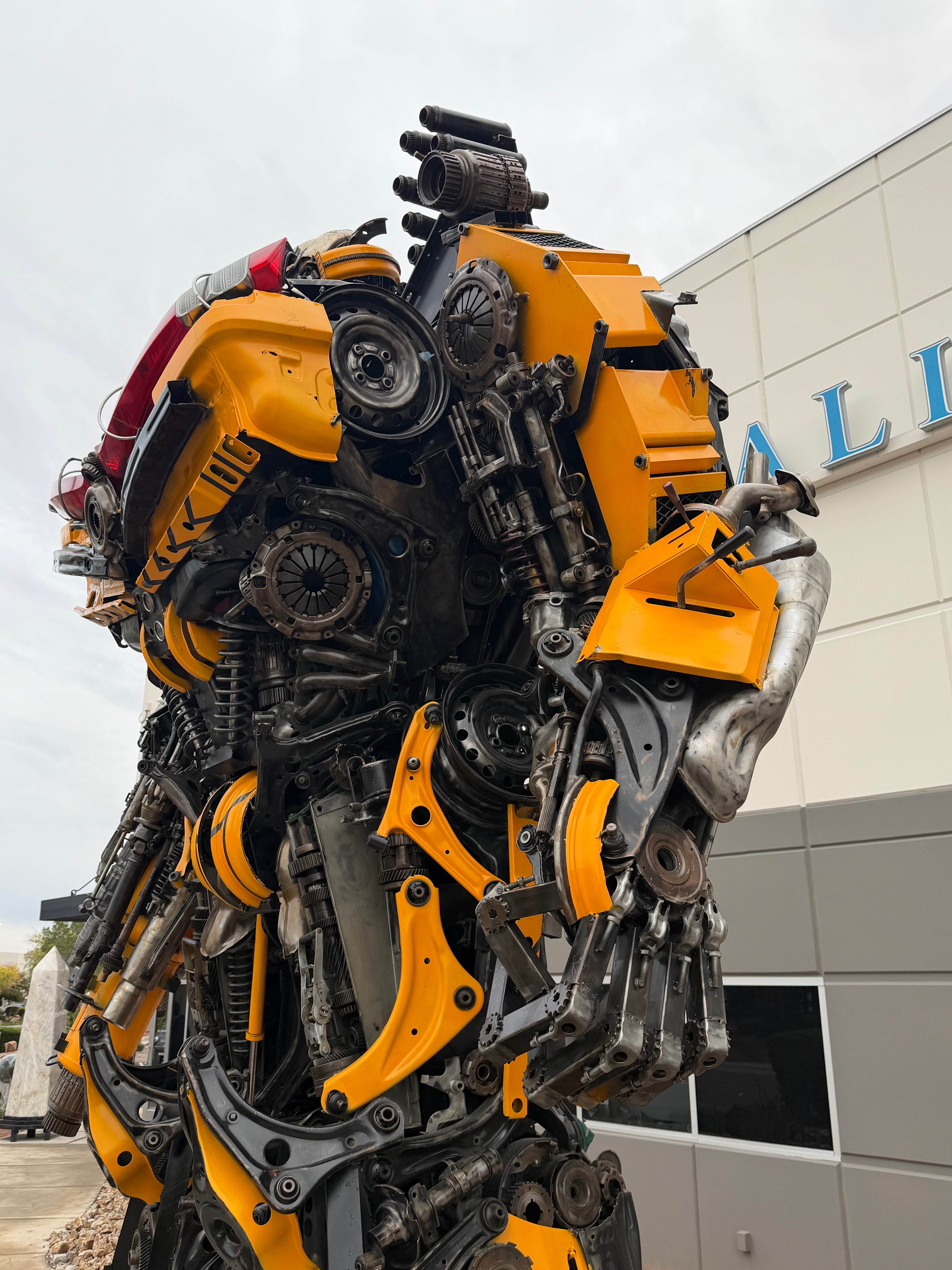 Kalifano Recycled Metal Art 14'8" Tall Bumblebee Inspired Recycled Metal Art Sculpture (177 in / 450cm) RMS-BB450-S01