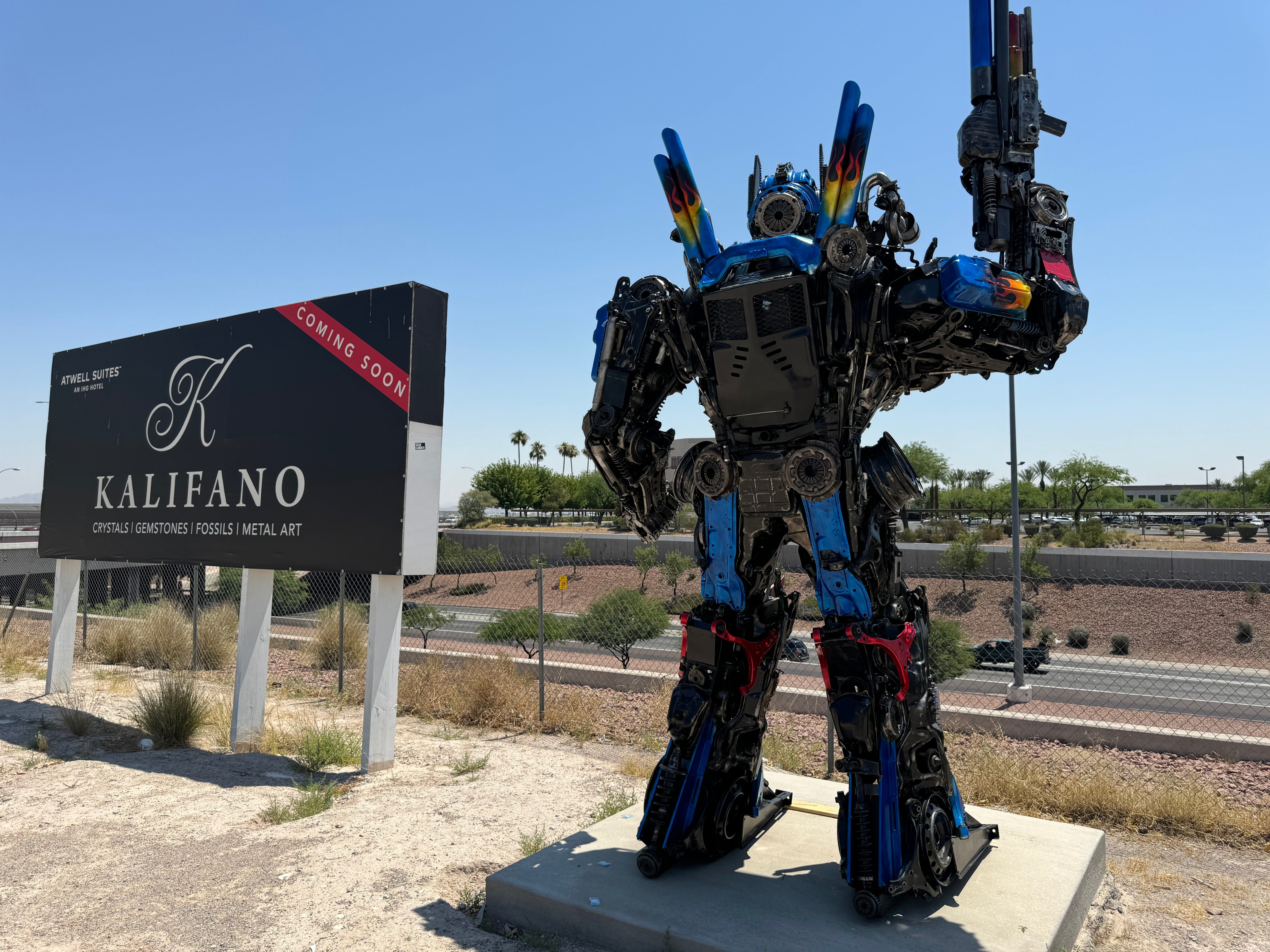 Kalifano Recycled Metal Art 157" Optimus Prime Inspired Recycled Metal Art Sculpture RMS-OP400-S05