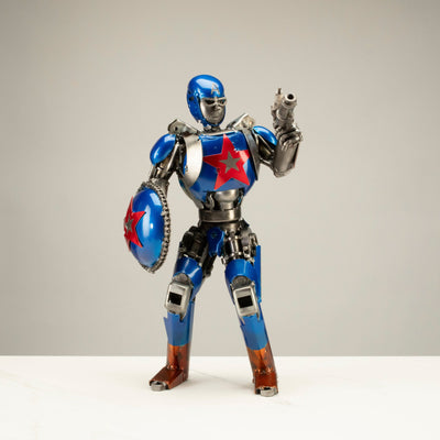 Kalifano Recycled Metal Art 16" Captain America Inspired Recycled Metal Art Sculpture RMS-CAP41-S