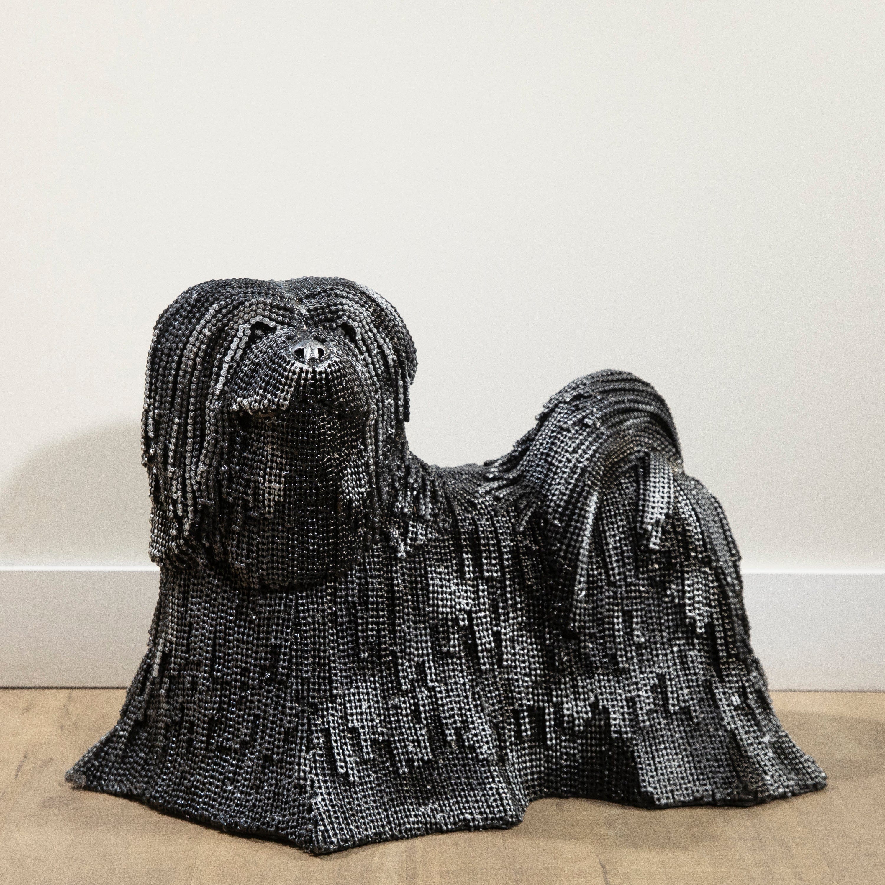 Kalifano Recycled Metal Art 16" Shih Tzu Dog Inspired Recycled Metal Art Sculpture RMS-STDOG40-P