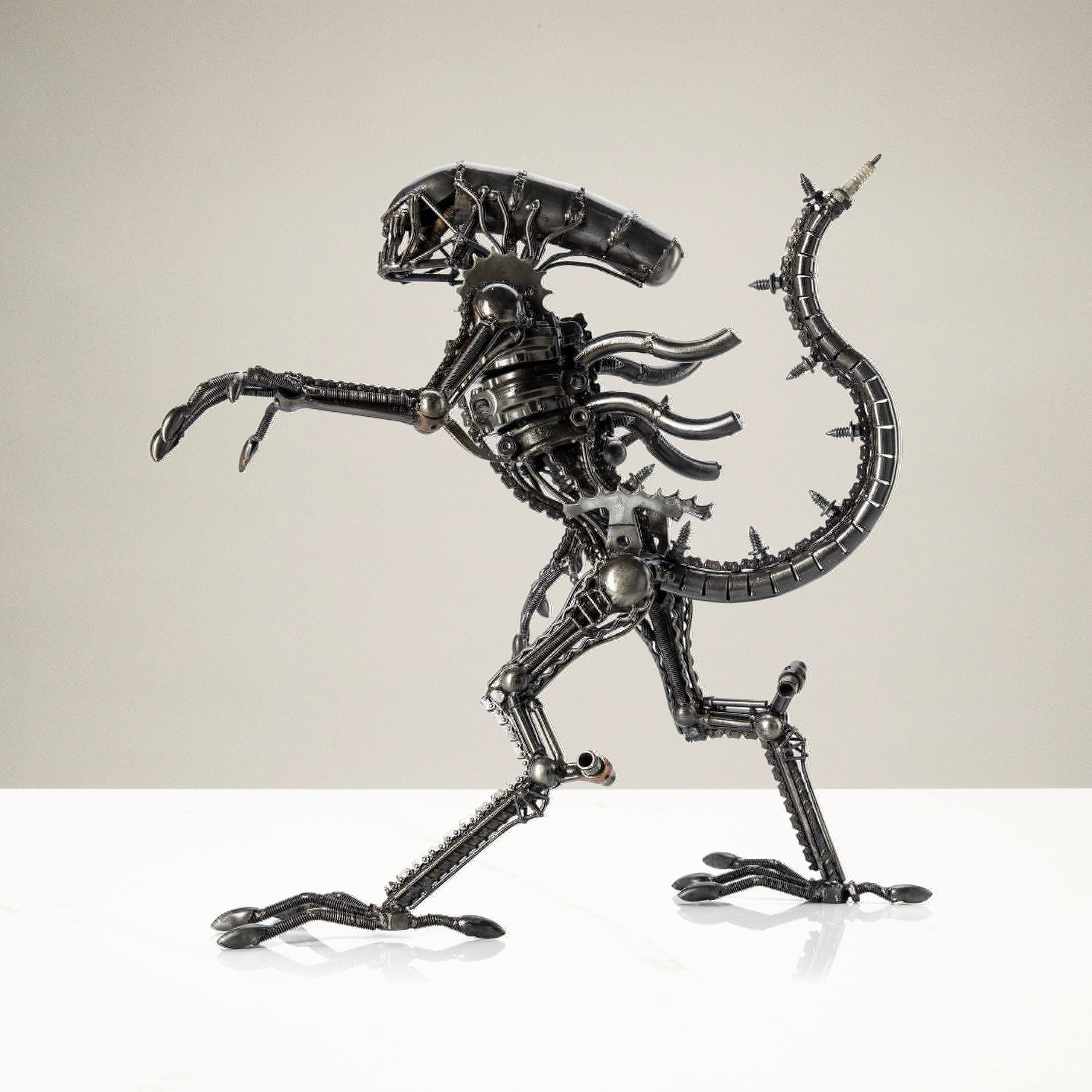 Kalifano Recycled Metal Art 17" Alien Inspired Recycled Metal Sculpture RMS-AS45x40-S