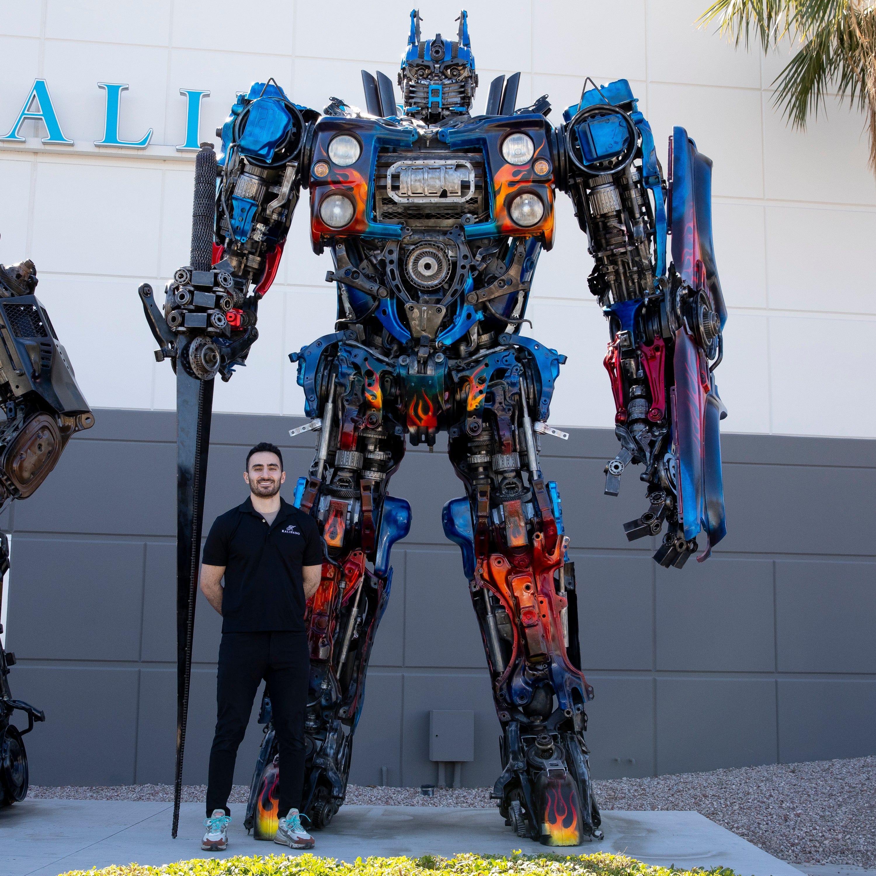Kalifano Recycled Metal Art 178" Optimus Prime Inspired Recycled Metal Art Sculpture RMS-OP450-S01