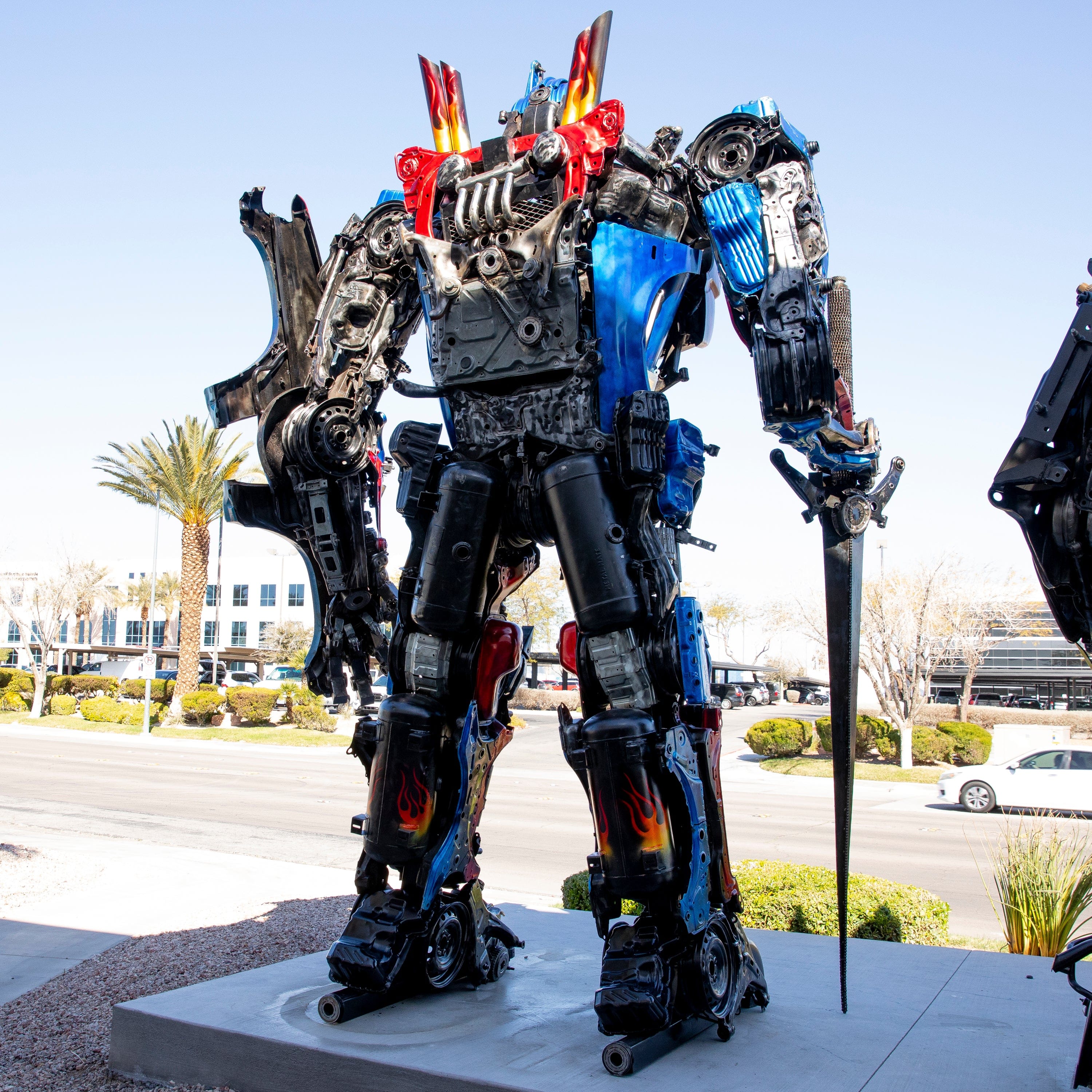 Kalifano Recycled Metal Art 178" Optimus Prime Inspired Recycled Metal Art Sculpture RMS-OP450-S01