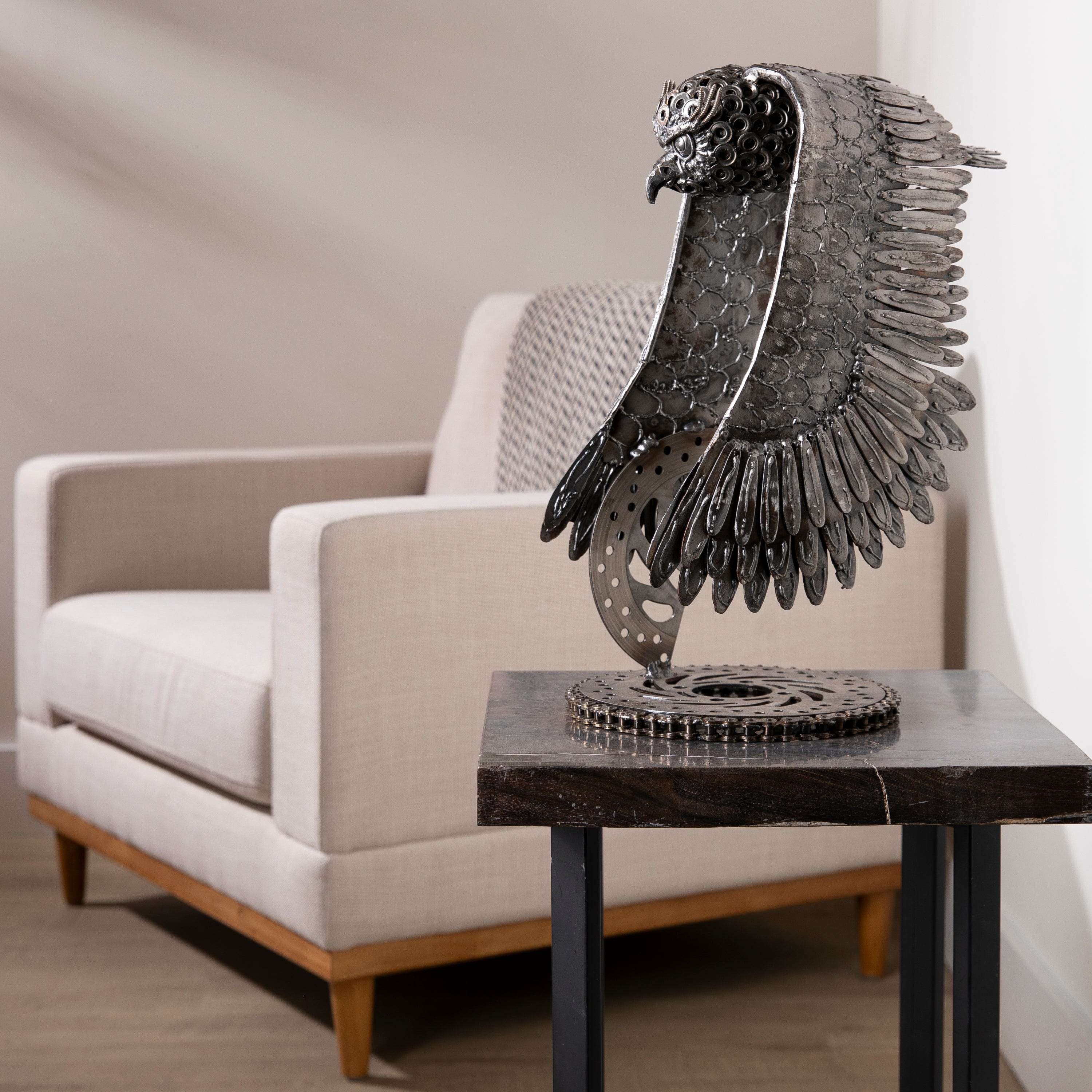 KALIFANO Recycled Metal Art 18" Owl Inspired Recycled Metal Art Sculpture RMS-OWL30x45-PK