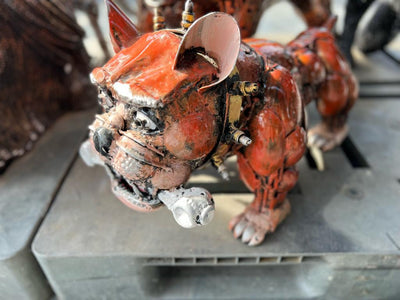 Kalifano Recycled Metal Art 20" Bulldog Inspired Recycled Metal Art Sculpture RMS-BDOG50-P