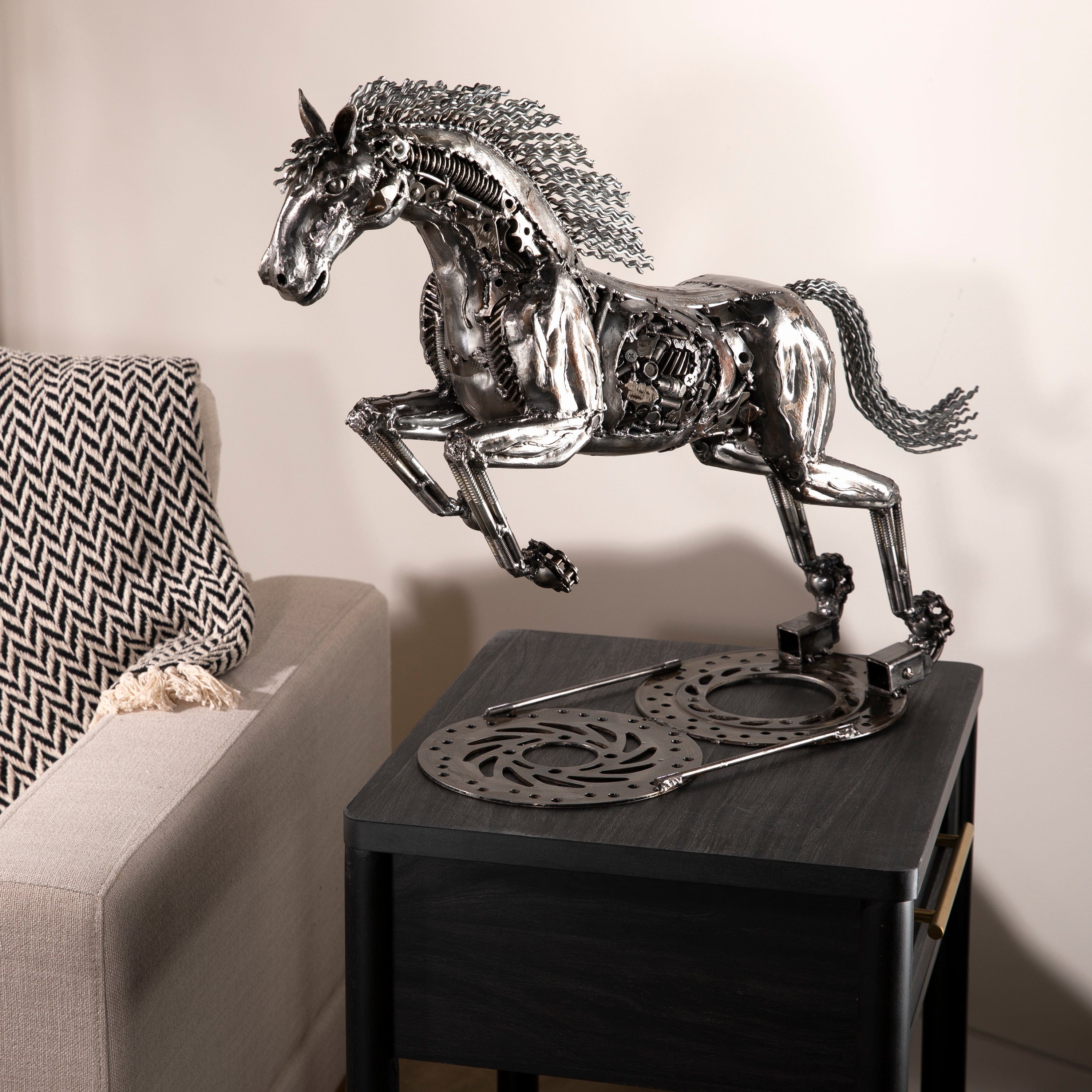 KALIFANO Recycled Metal Art 20" Horse Inspired Recycled Metal Art Sculpture RMS-HS69x63-PK