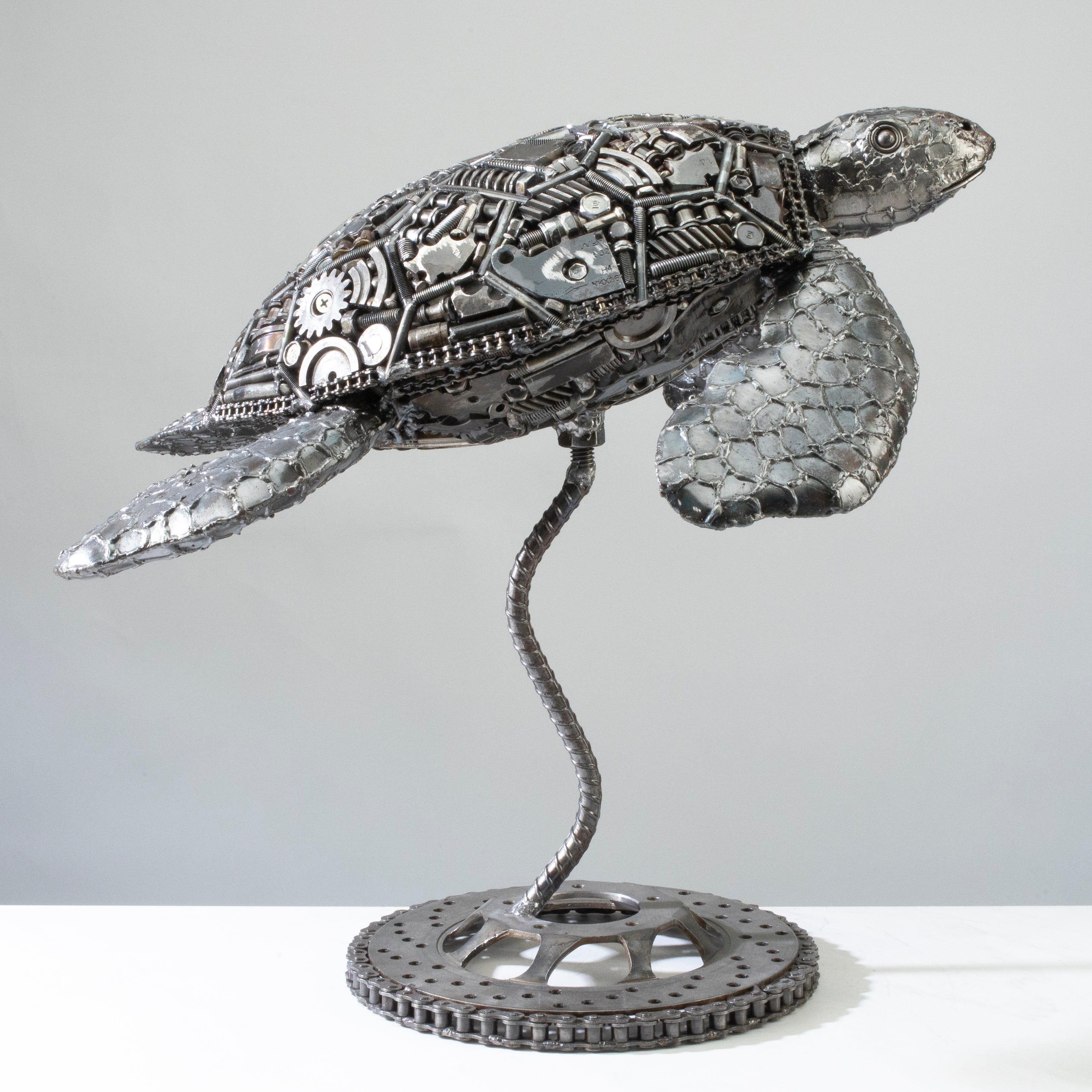 Kalifano Recycled Metal Art 20" Sea Turtle Recycled Metal Art Sculpture RMS-ST50x44-PK