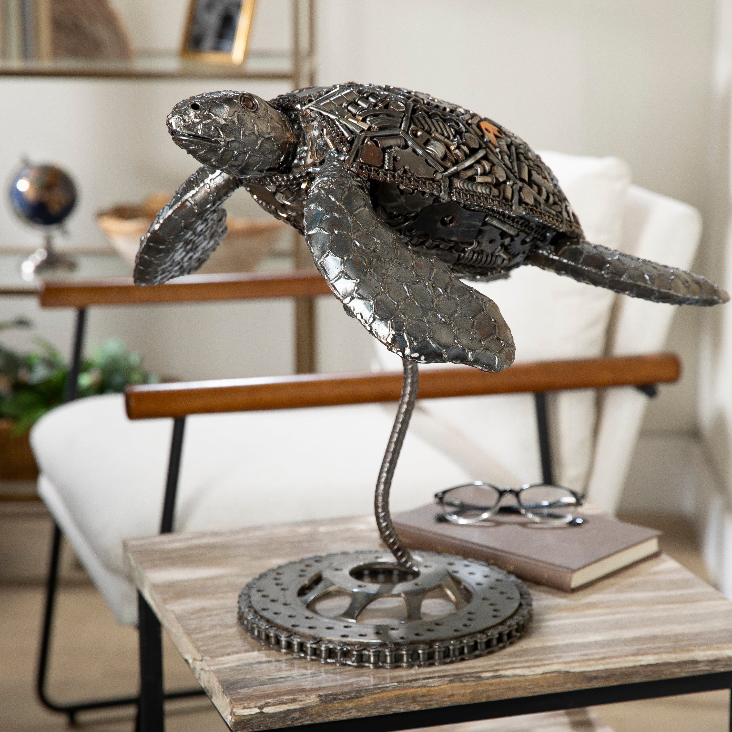 Kalifano Recycled Metal Art 20" Sea Turtle Recycled Metal Art Sculpture RMS-ST50x44-PK