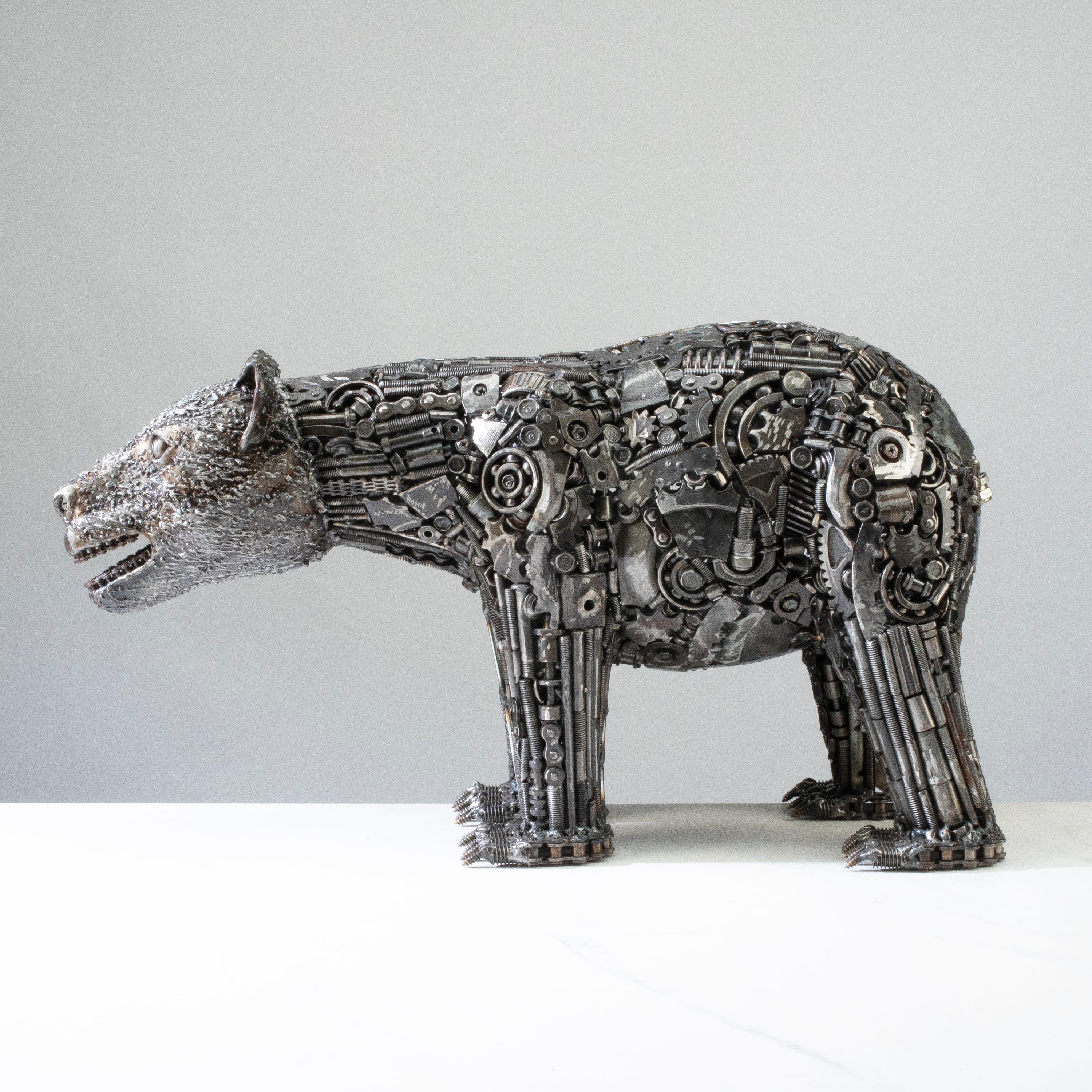 Kalifano Recycled Metal Art 21" Bear Recycled Metal Art Sculpture RMS-BR53x28-PK