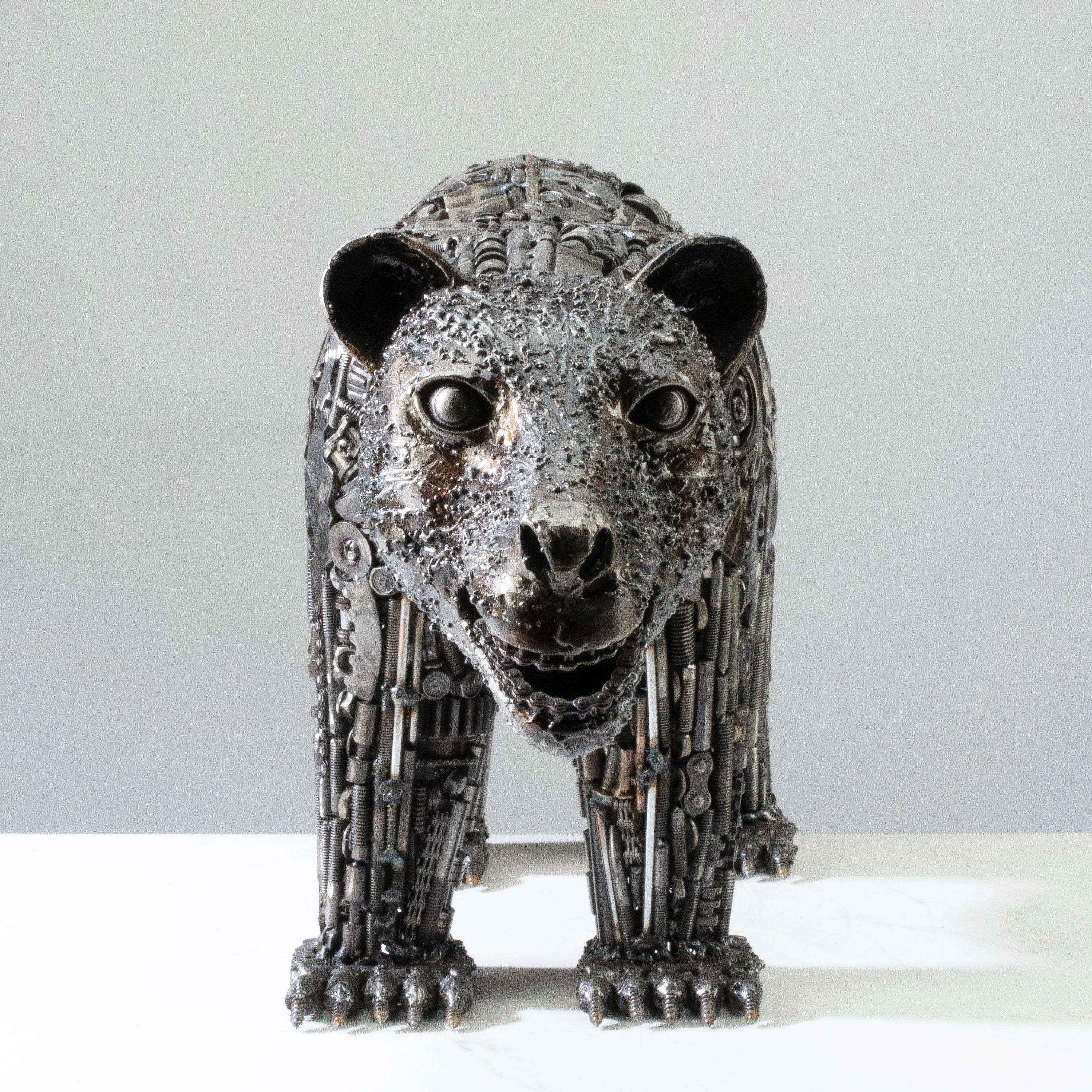 Kalifano Recycled Metal Art 21" Bear Recycled Metal Art Sculpture RMS-BR53x28-PK
