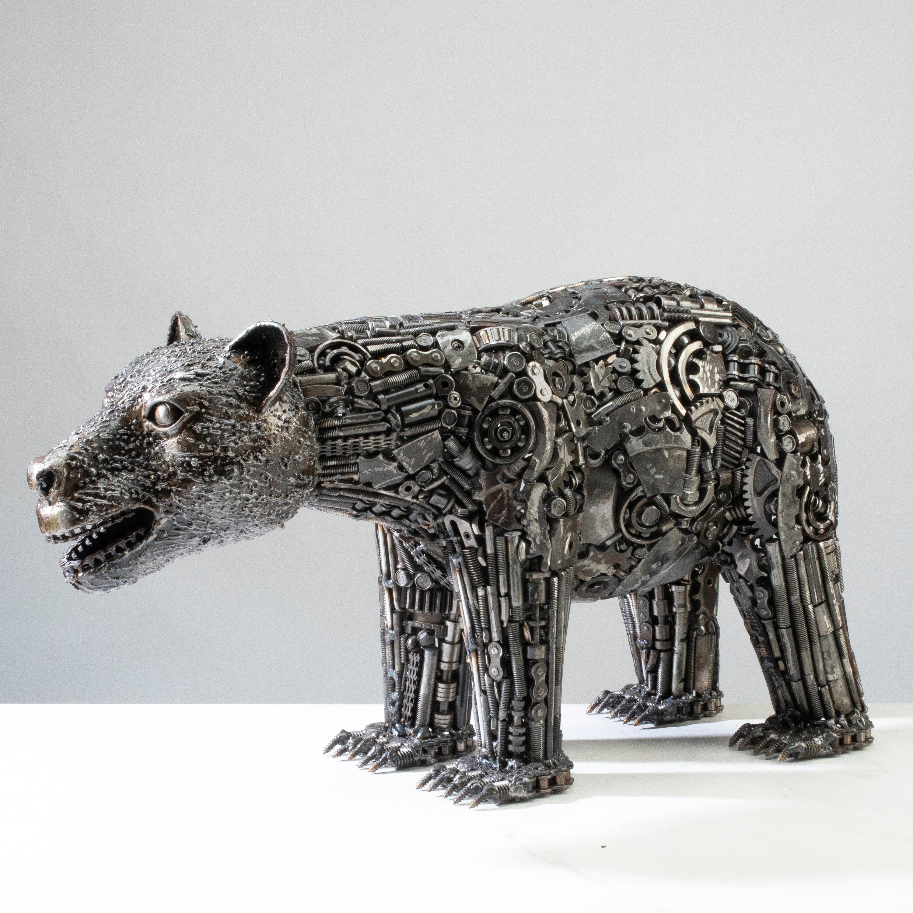 Kalifano Recycled Metal Art 21" Bear Recycled Metal Art Sculpture RMS-BR53x28-PK