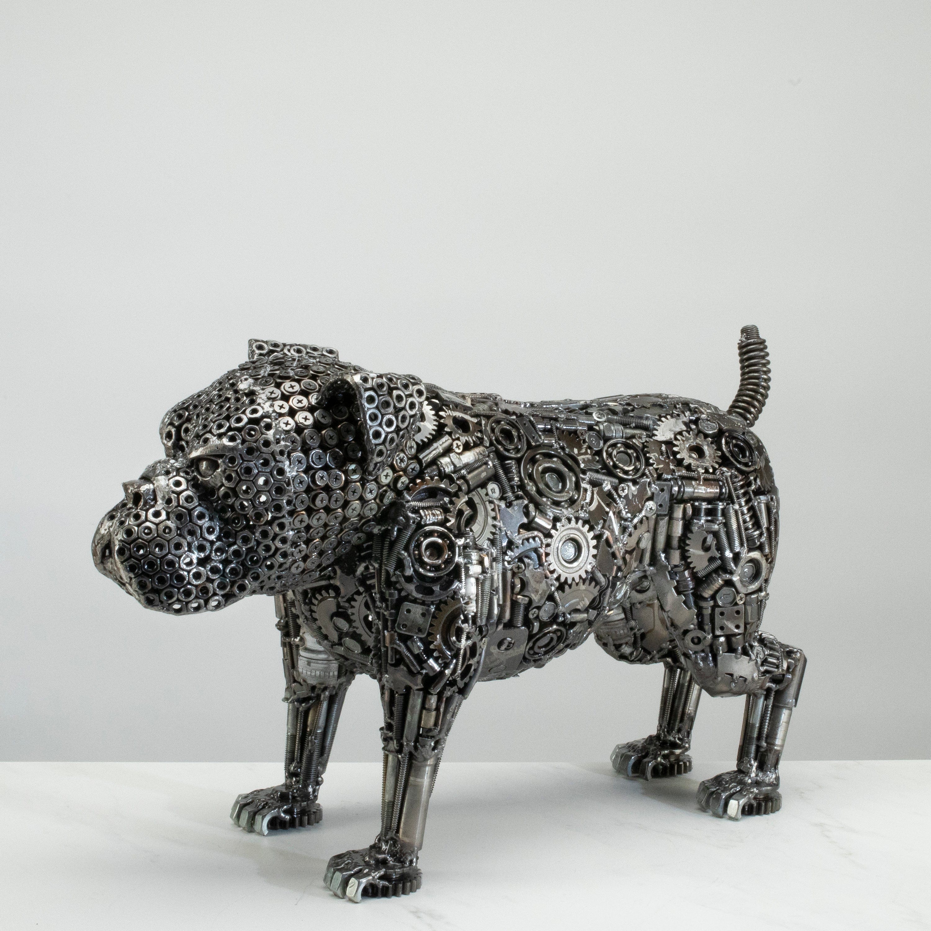 KALIFANO Recycled Metal Art 21" Bull Dog Recycled Metal Art Sculpture RMS-BDOG54x35-PK