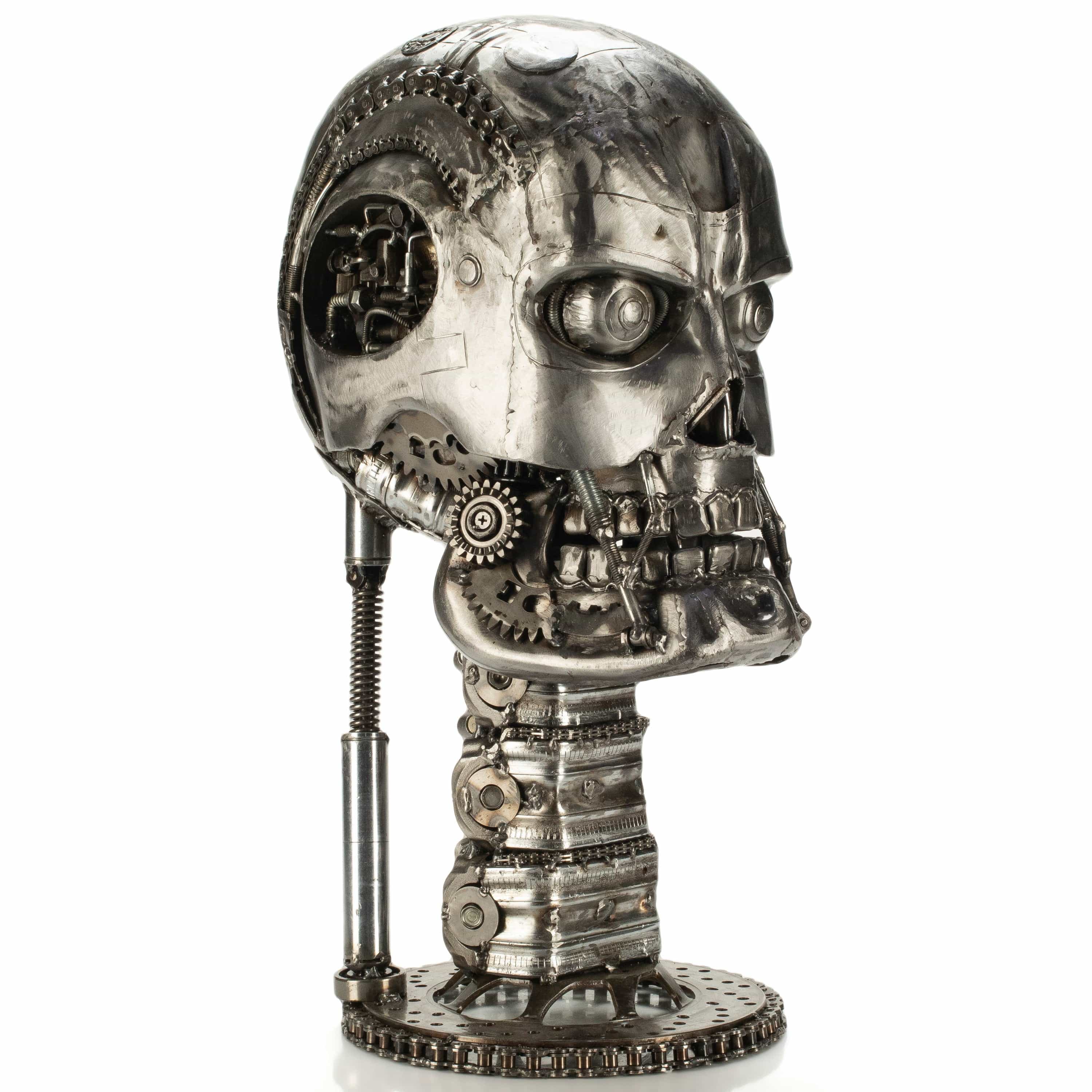 KALIFANO Recycled Metal Art 21" Skull Head Recycled Metal Art Sculpture RMS-SK22x53-PK