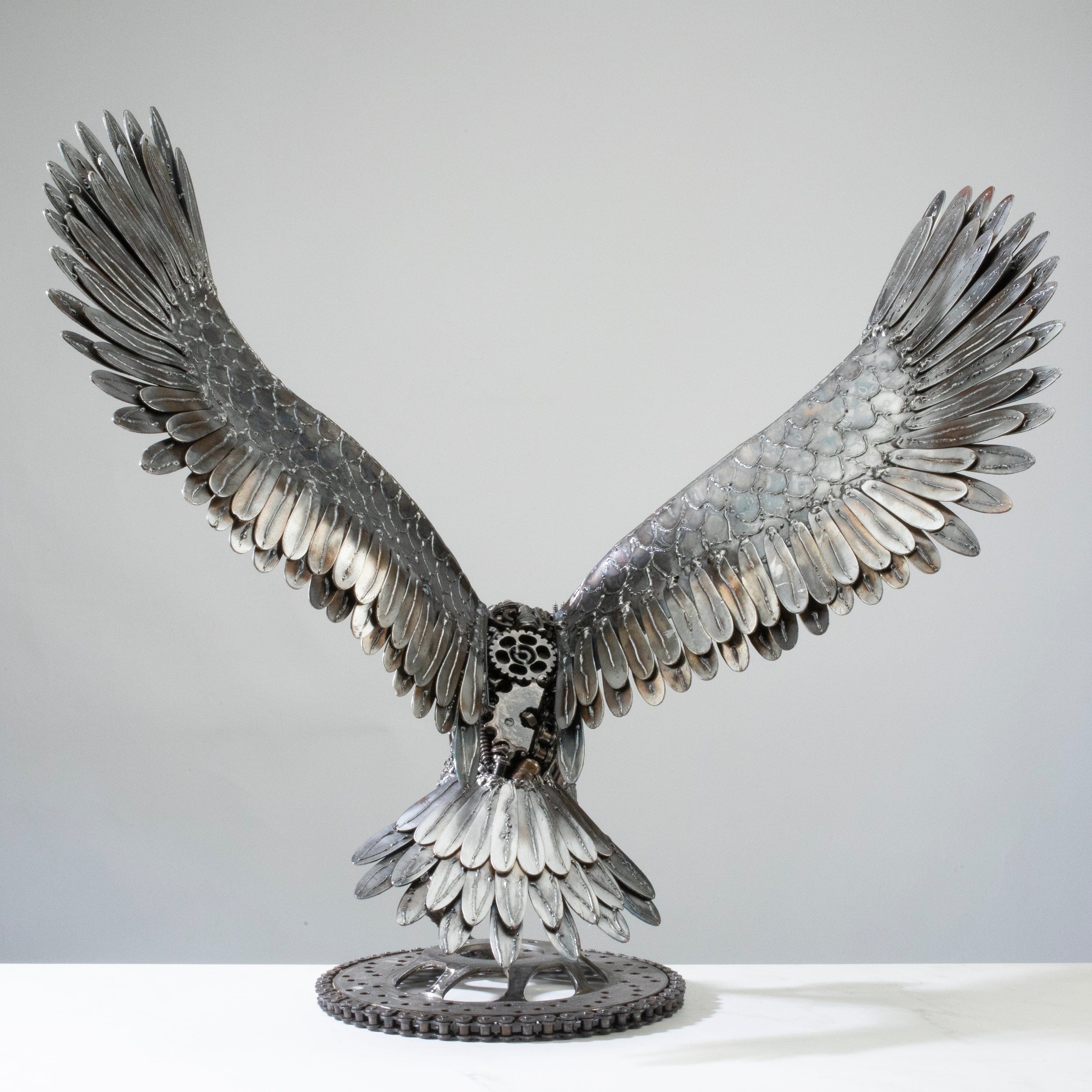 Kalifano Recycled Metal Art 23" Owl Recycled Metal Art Sculpture RMS-OWL57x53-PK