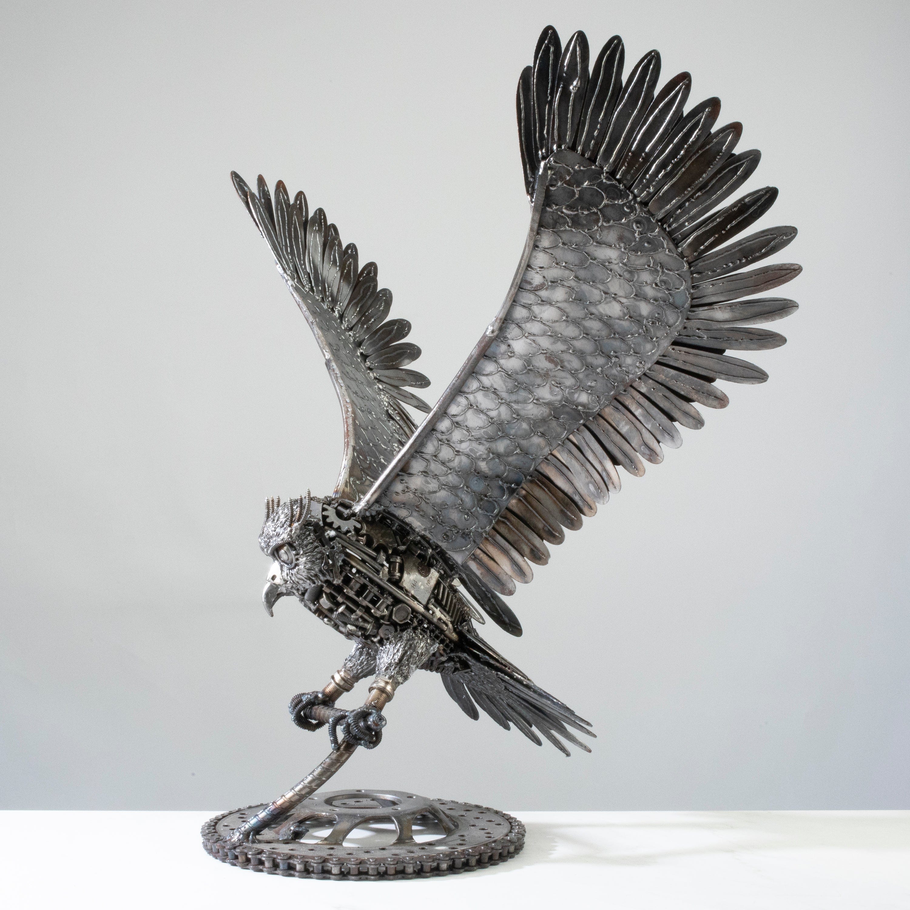 Kalifano Recycled Metal Art 23" Owl Recycled Metal Art Sculpture RMS-OWL57x53-PK