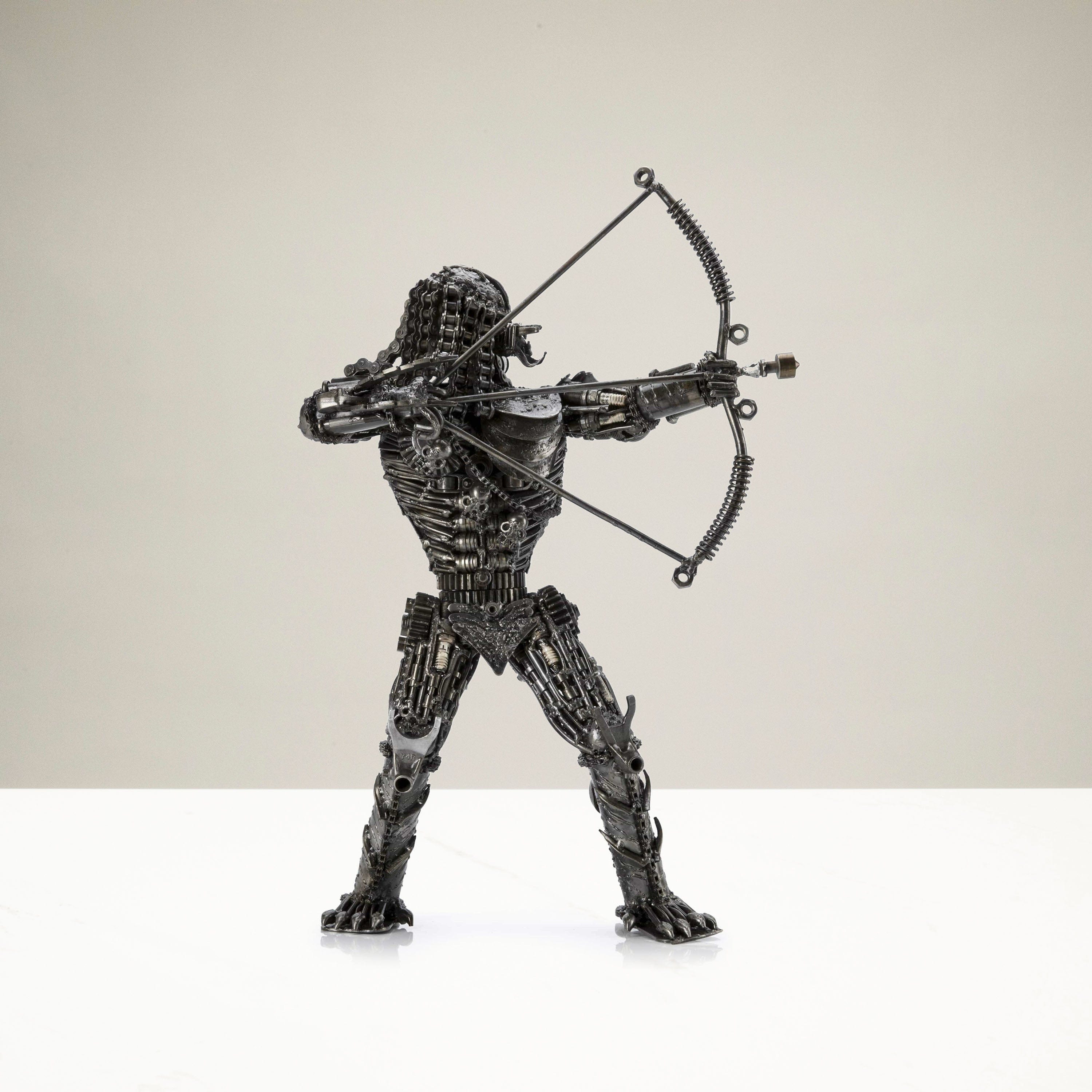 Kalifano Recycled Metal Art 23" Predator with Bow & Arrow Inspired Recycled Metal Sculpture RMS-P58x41-S