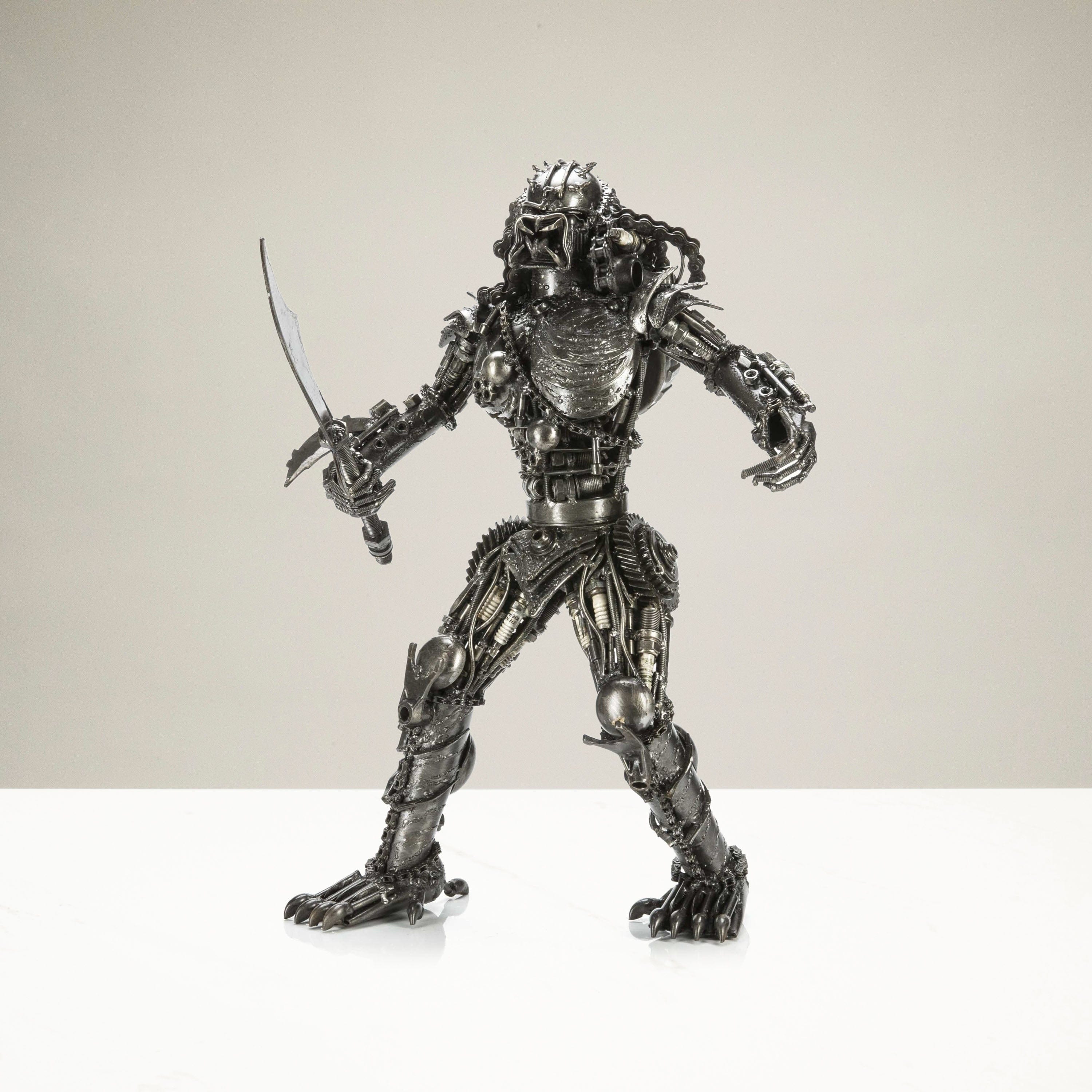 Kalifano Recycled Metal Art 23" Predator with Sword Inspired Recycled Metal Sculpture RMS-P58x41-S02