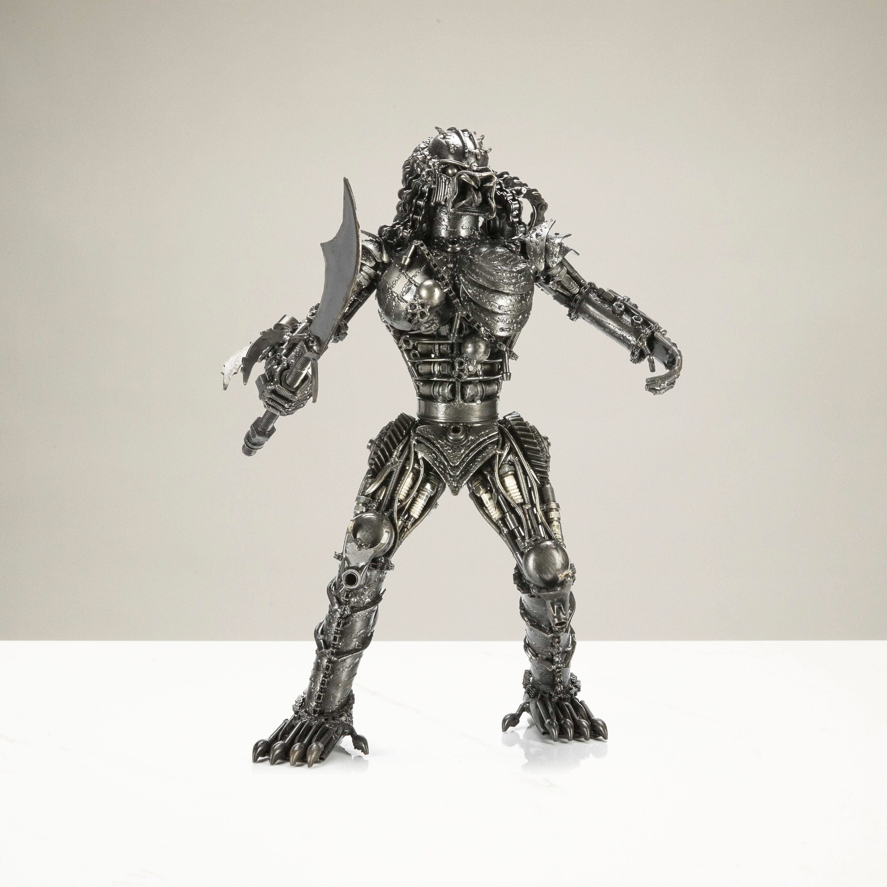 Kalifano Recycled Metal Art 23" Predator with Sword Inspired Recycled Metal Sculpture RMS-P58x41-S02
