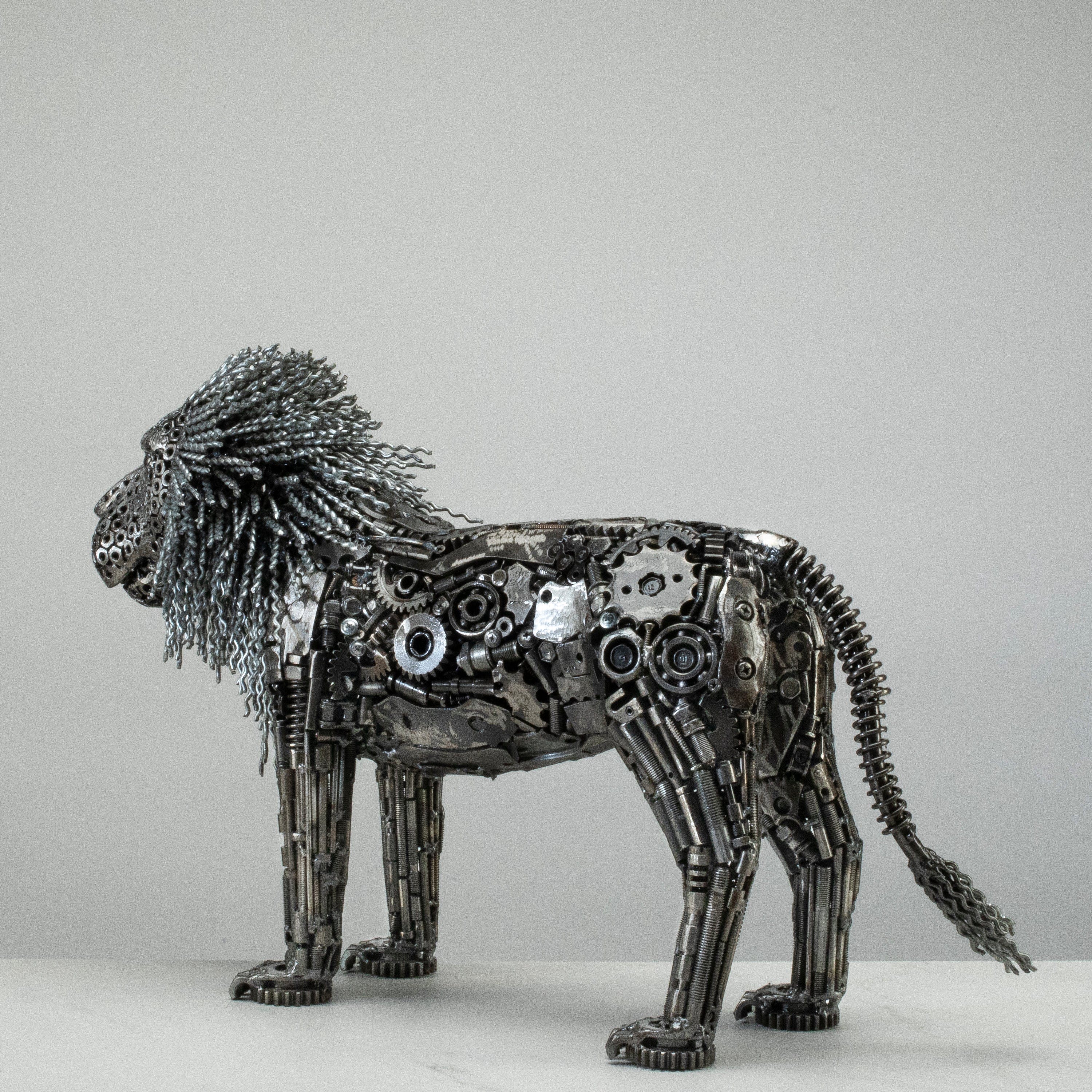 KALIFANO Recycled Metal Art 24" Lion Recycled Metal Art Sculpture RMS-LION60x42-PK