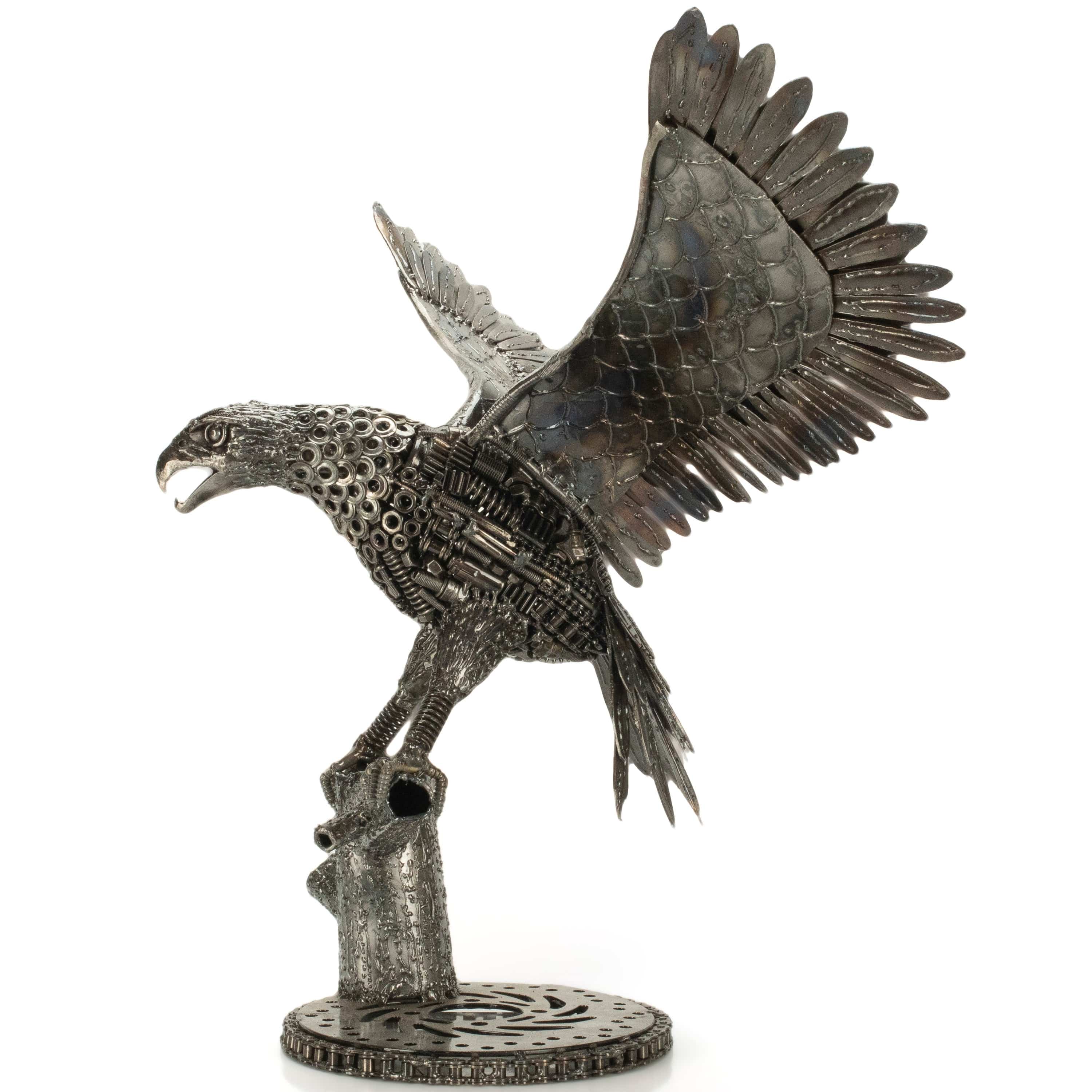 KALIFANO Recycled Metal Art 24" Majestic Eagle Inspired Recycled Metal Art Sculpture RMS-EAG43x60-PK