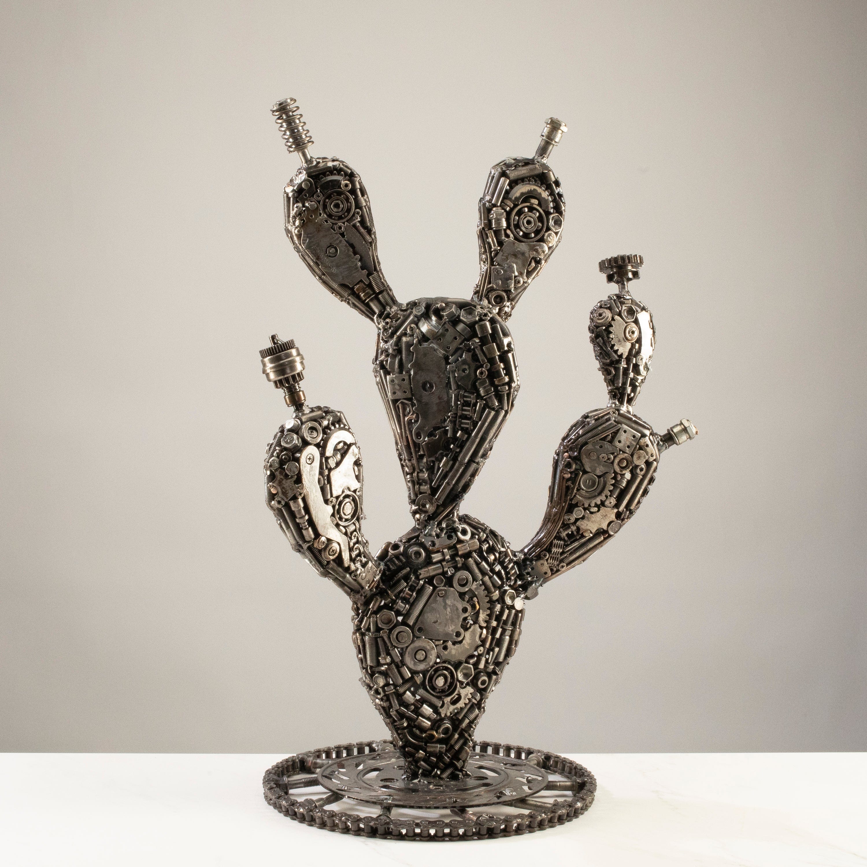 KALIFANO Recycled Metal Art 25" Prickly Cactus Recycled Metal Art Sculpture RMS-PC48x63-PK