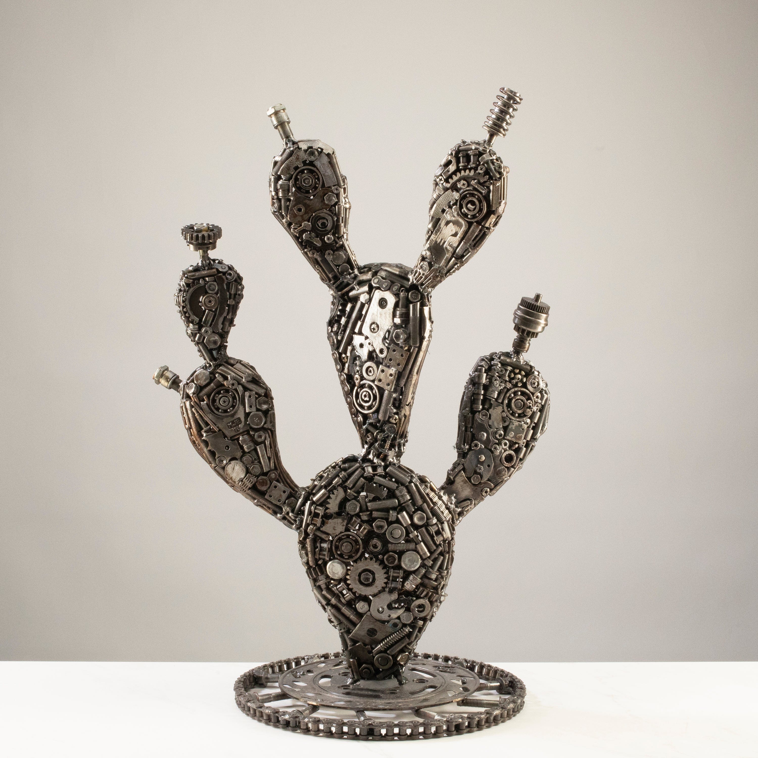 KALIFANO Recycled Metal Art 25" Prickly Cactus Recycled Metal Art Sculpture RMS-PC48x63-PK