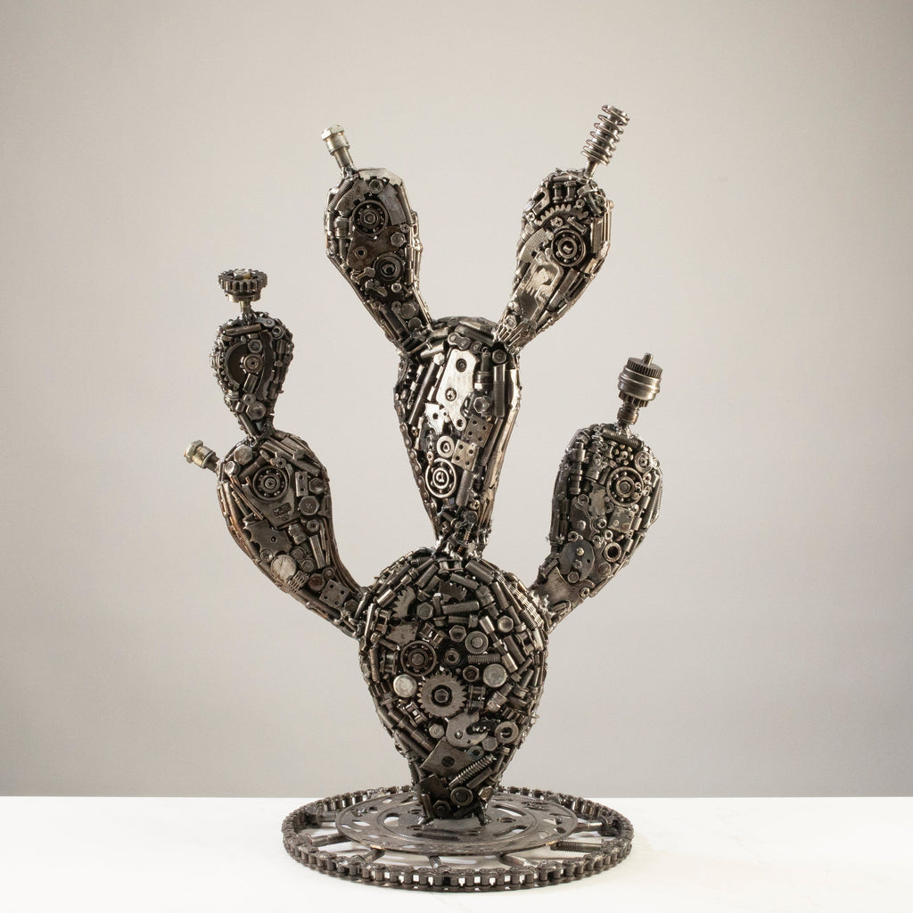 prickly pear cactus skeleton for sale 25" Prickly Pear Cactus Recycled Metal Art Sculpture