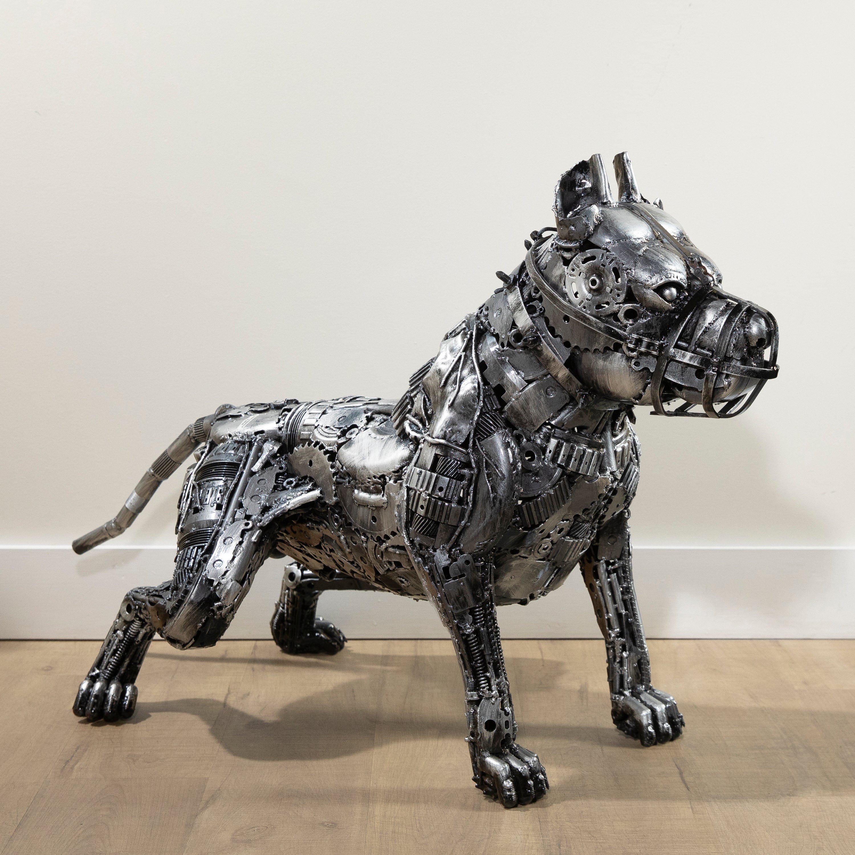 PITBULピットブル　特大メタルアート　鉄板レザー加工 29