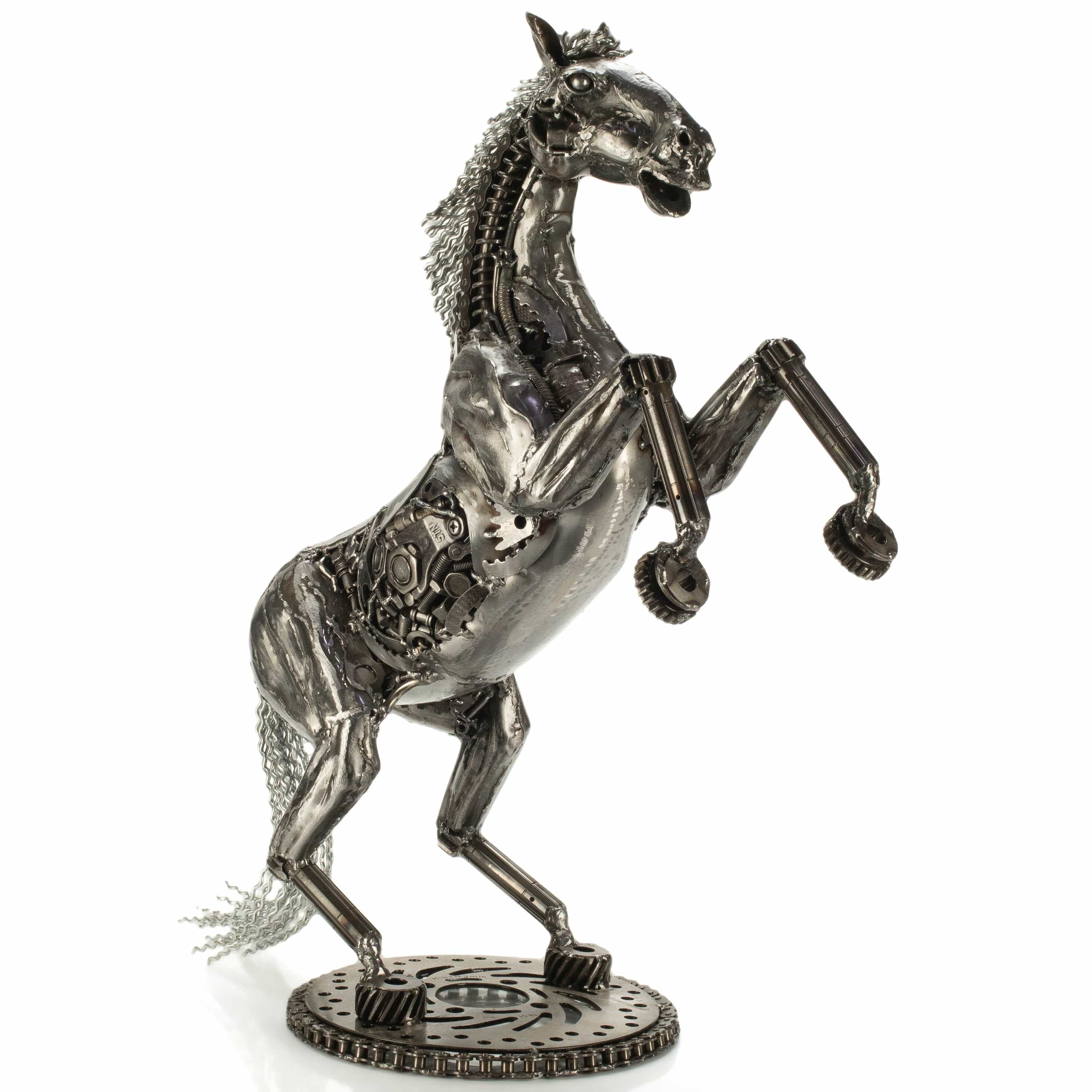 KALIFANO Recycled Metal Art 29" Jumping Horse Inspired Recycled Metal Art Sculpture RMS-JHS74x53-PK