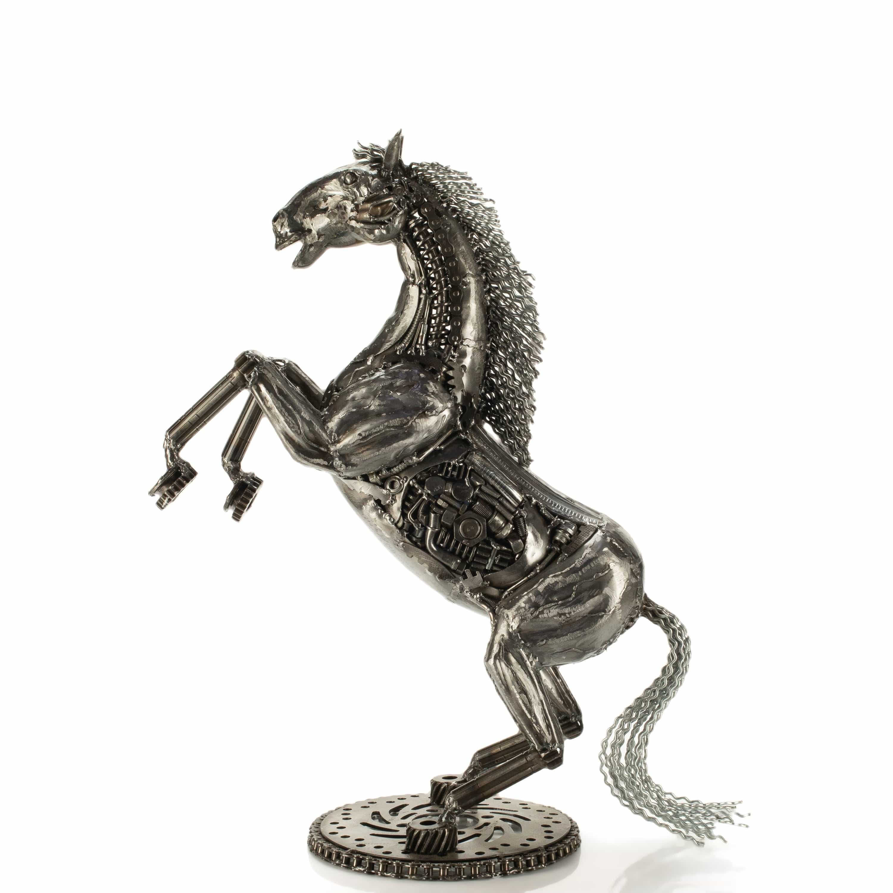 KALIFANO Recycled Metal Art 29" Jumping Horse Inspired Recycled Metal Art Sculpture RMS-JHS74x53-PK